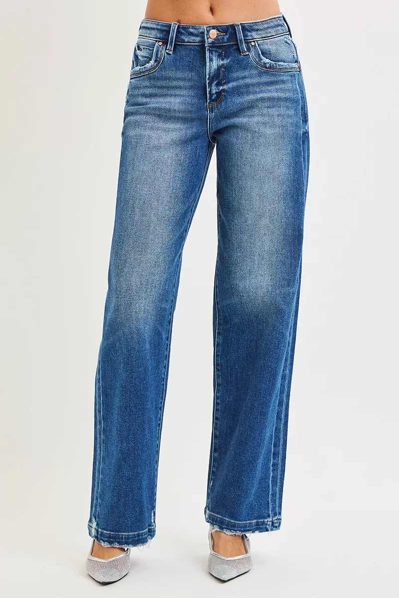 Full Size Slouchy Baggy Jeans Pocket Side Seam Detail Plus Size