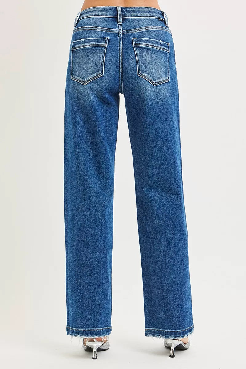 Full Size Slouchy Baggy Jeans Pocket Side Seam Detail Plus Size