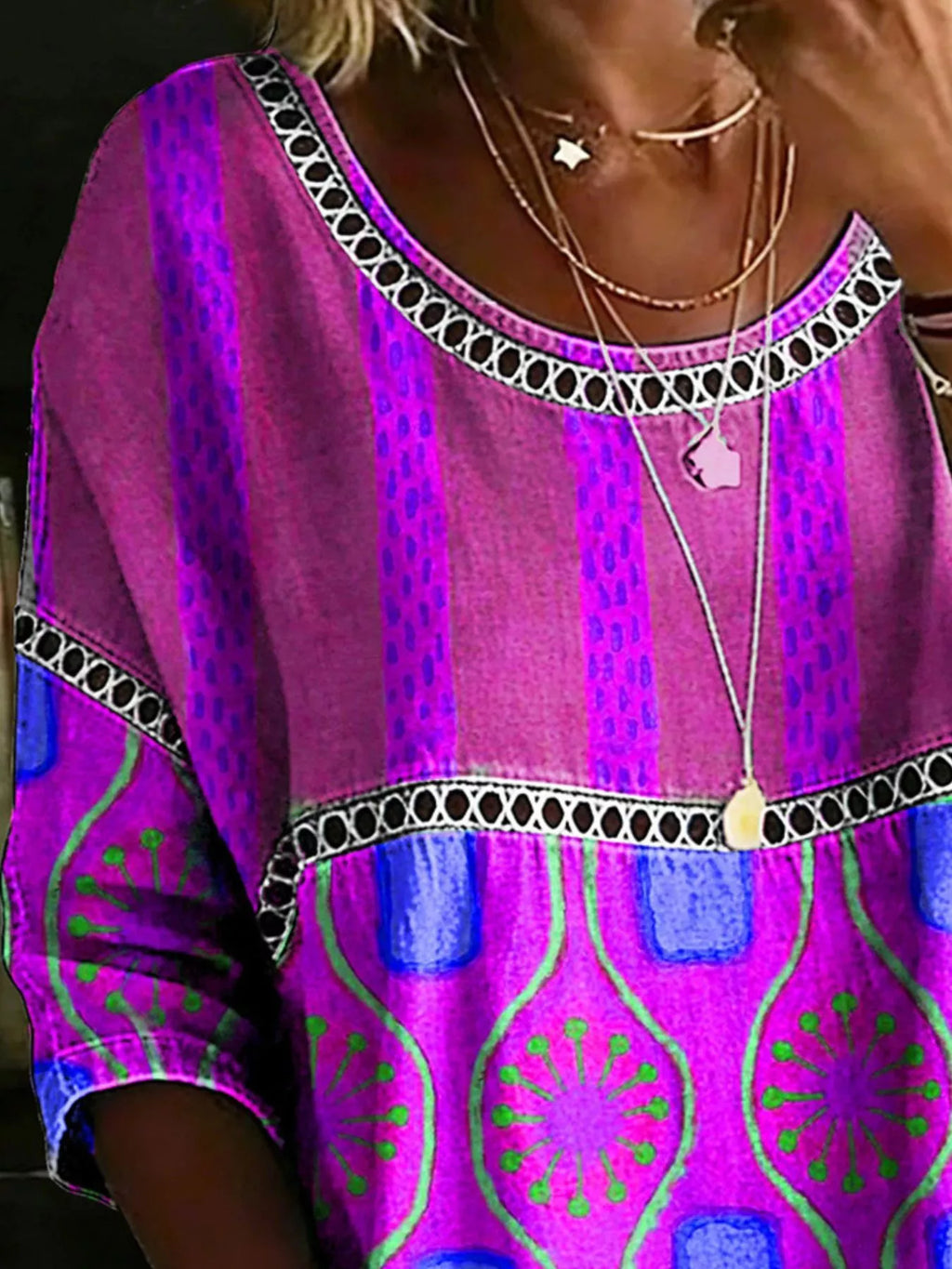 Full Size Hollow Out Round Neck Top Plus Size