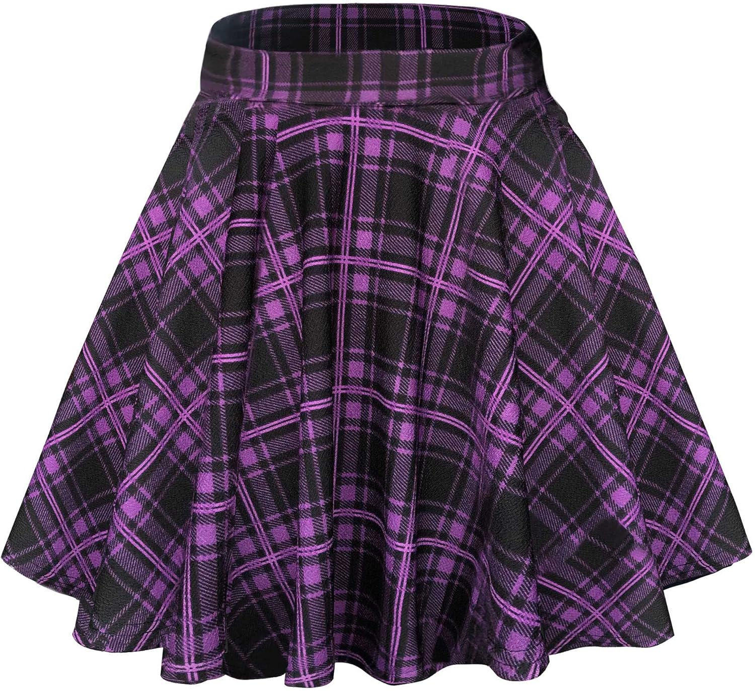 Women Flared Mini Skater Skirt - Stretchy A-Line Circle Skirt
