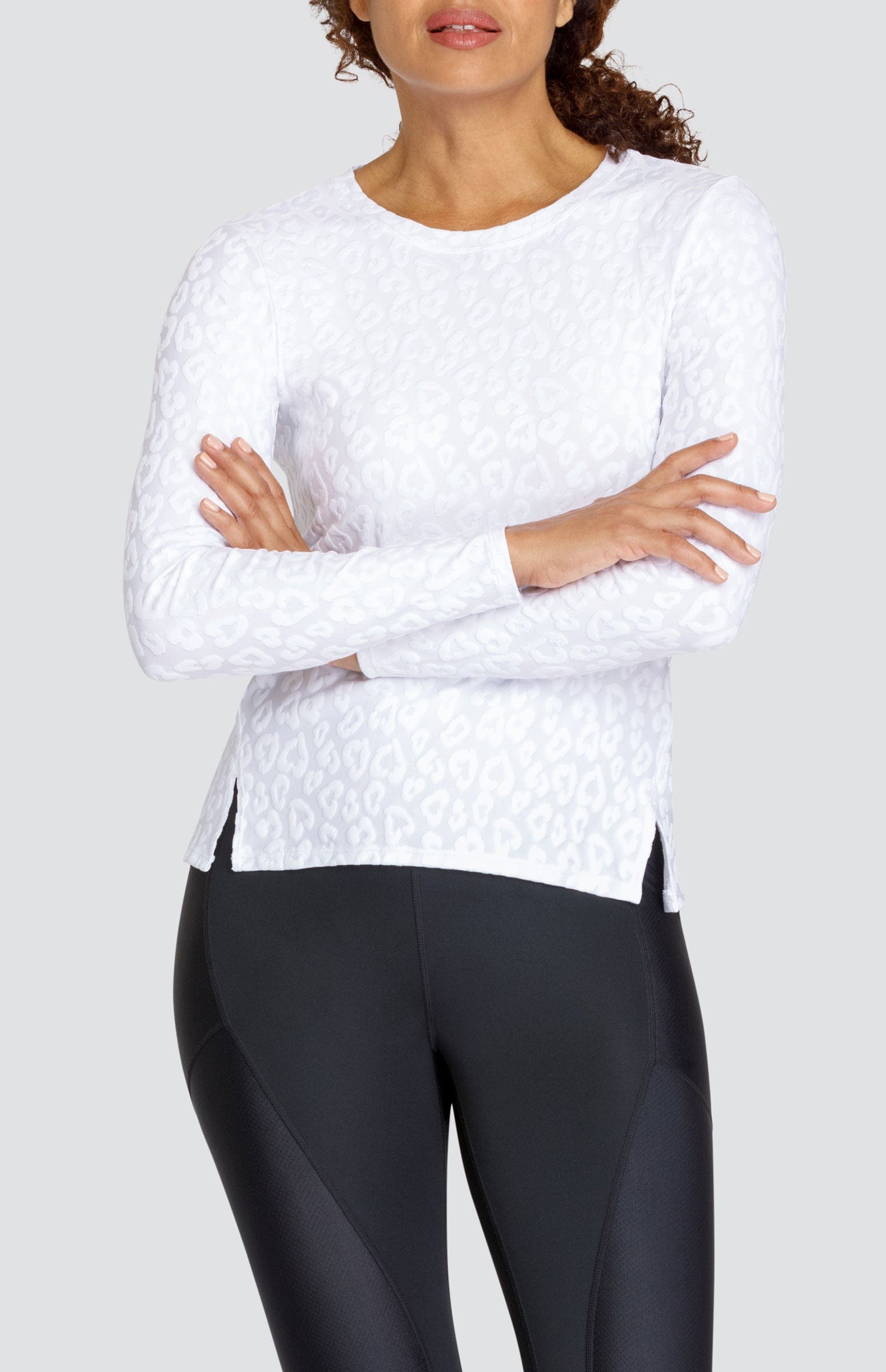 Gracen Top - Chalk White Leopard Jacquard