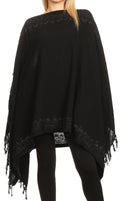 Sakkas Anais Women's Caftan Poncho Top Casual Oversized Solid Comes w/Fringe Boho