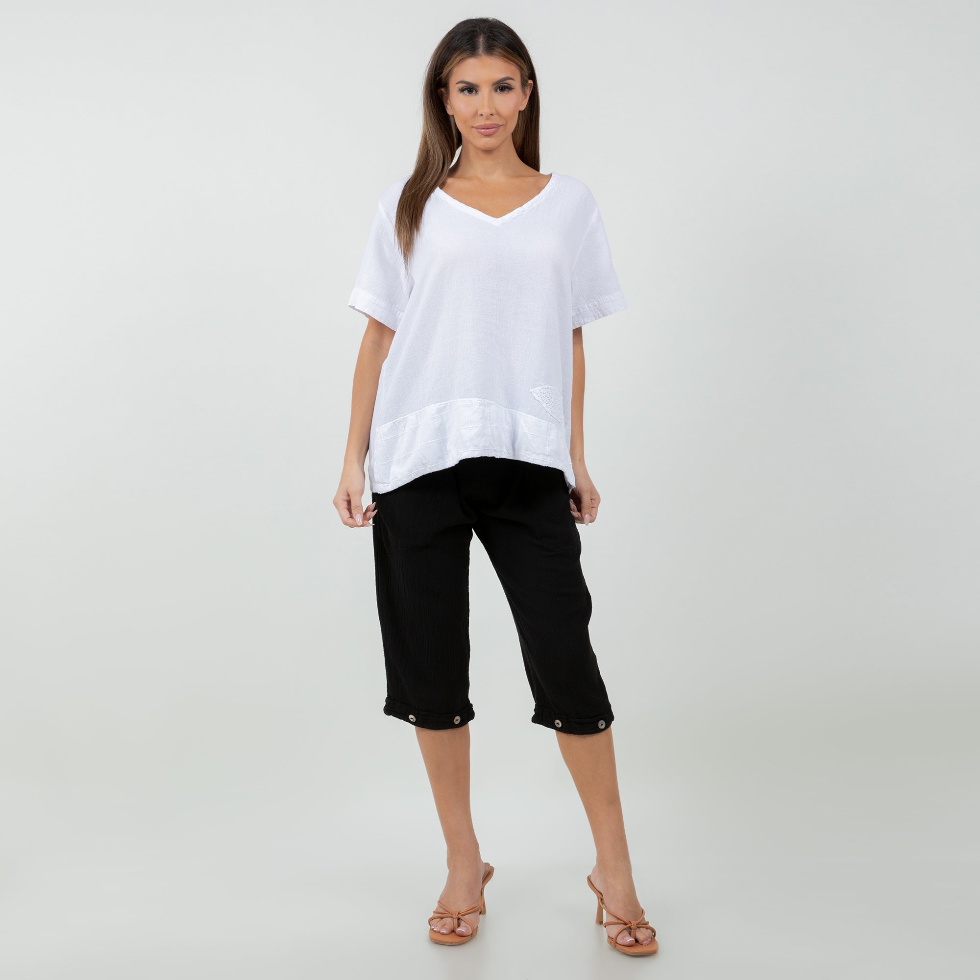 Women's Cotton Gauze Nydia Capri With Pockets
