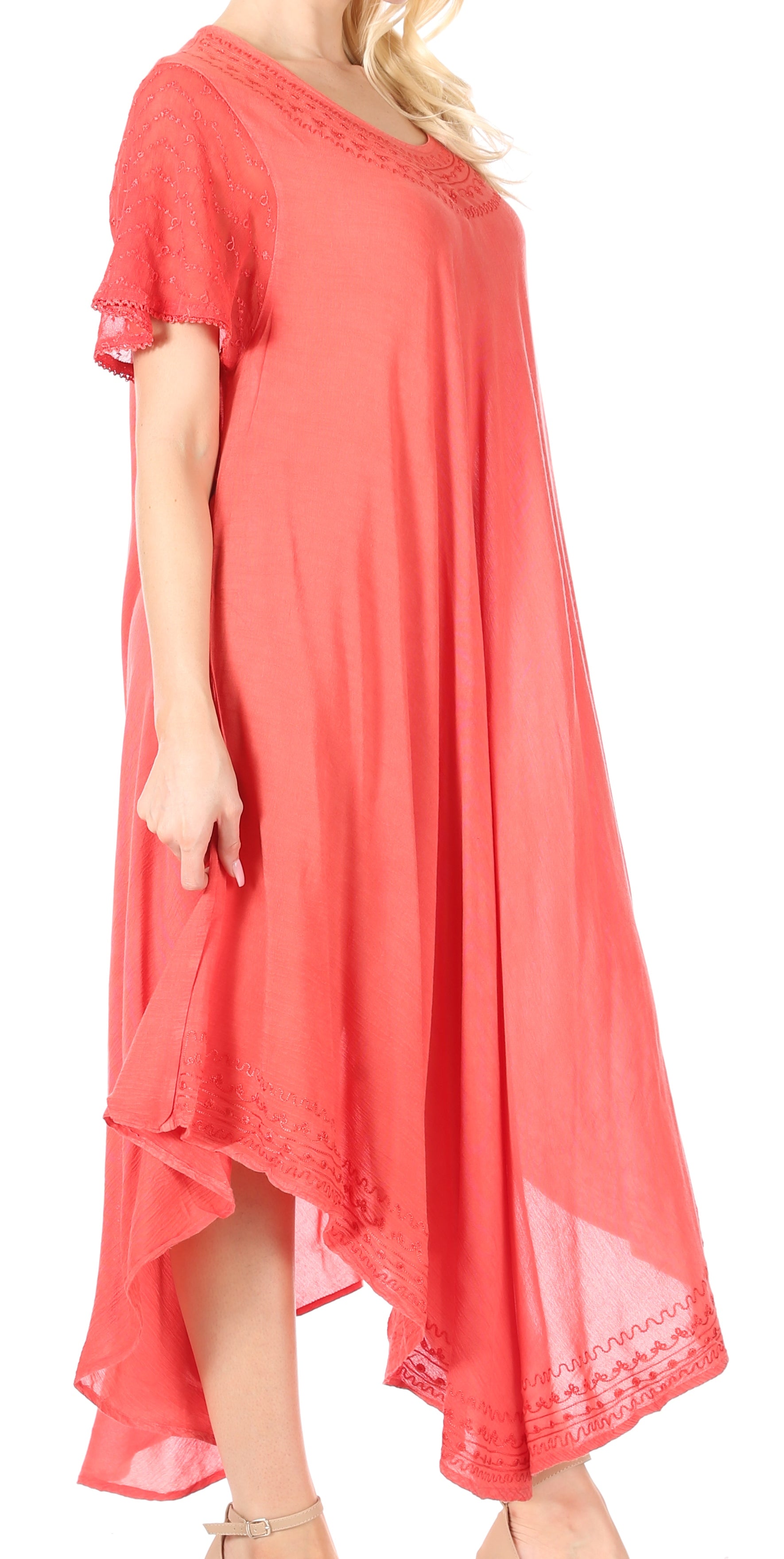 Sakkas Everyday Essentials Cap Sleeve Caftan Dress / Cover Up