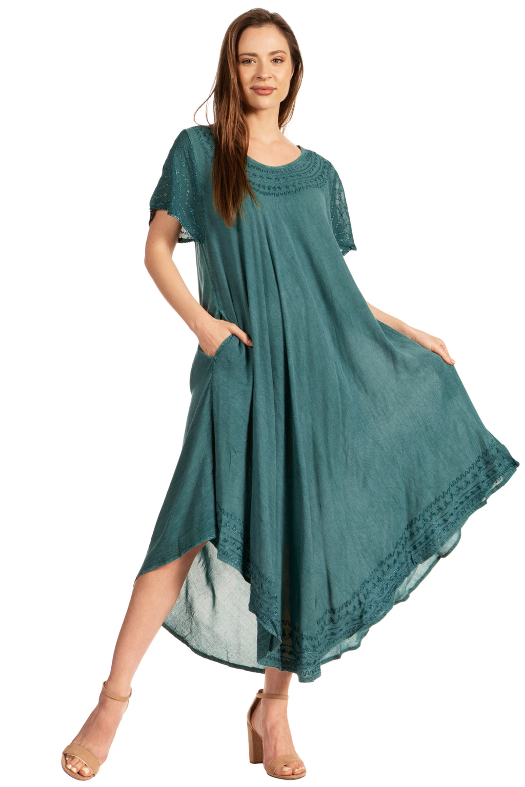 Sakkas Everyday Essentials Cap Sleeve Caftan Dress / Cover Up
