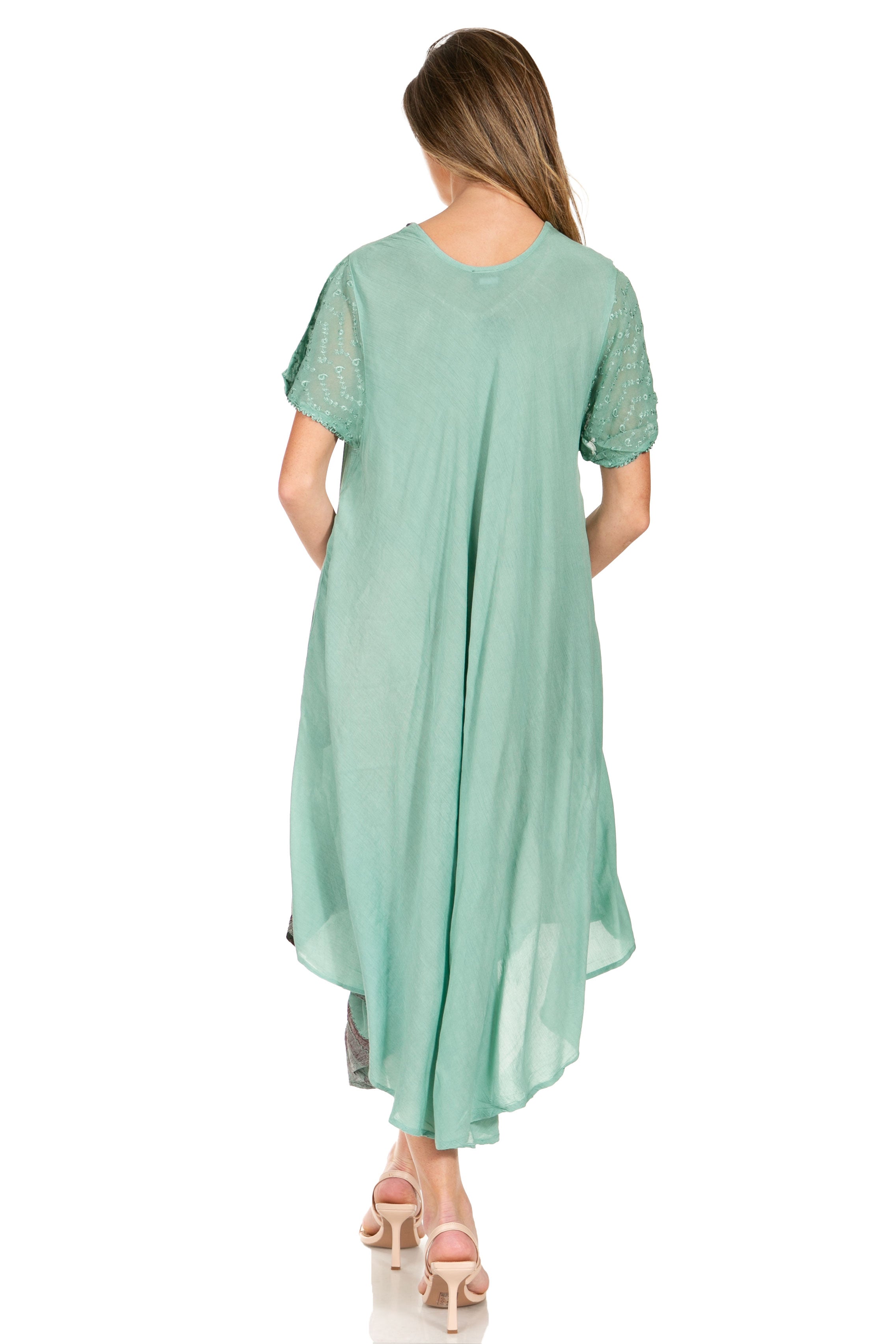 Sakkas Watercolor Palm Tree Tank Caftan Dress