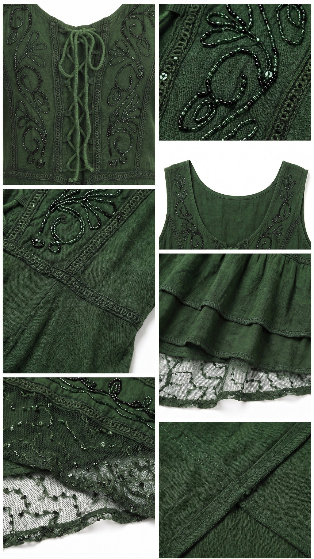 Sakkas Sundara Stonewashed Rayon Embroidered Mid Length Dress