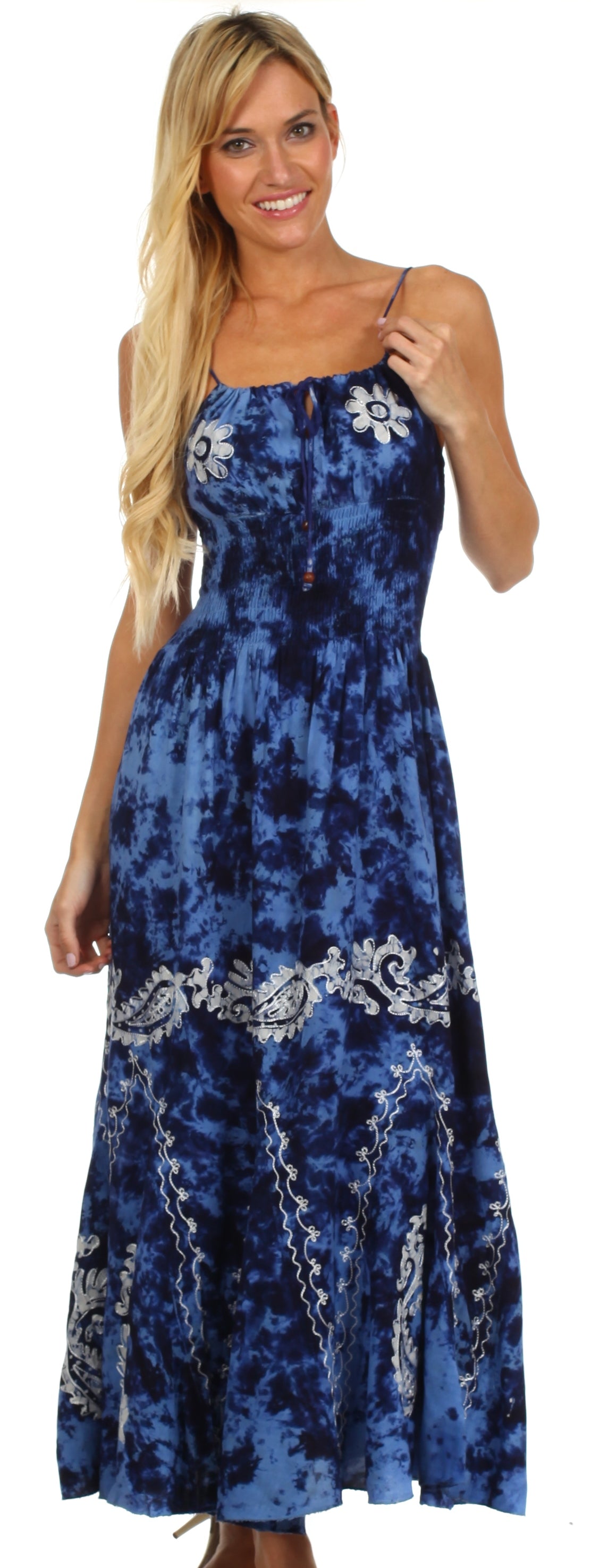 Sakkas Ariel Embroidered Batik Dress