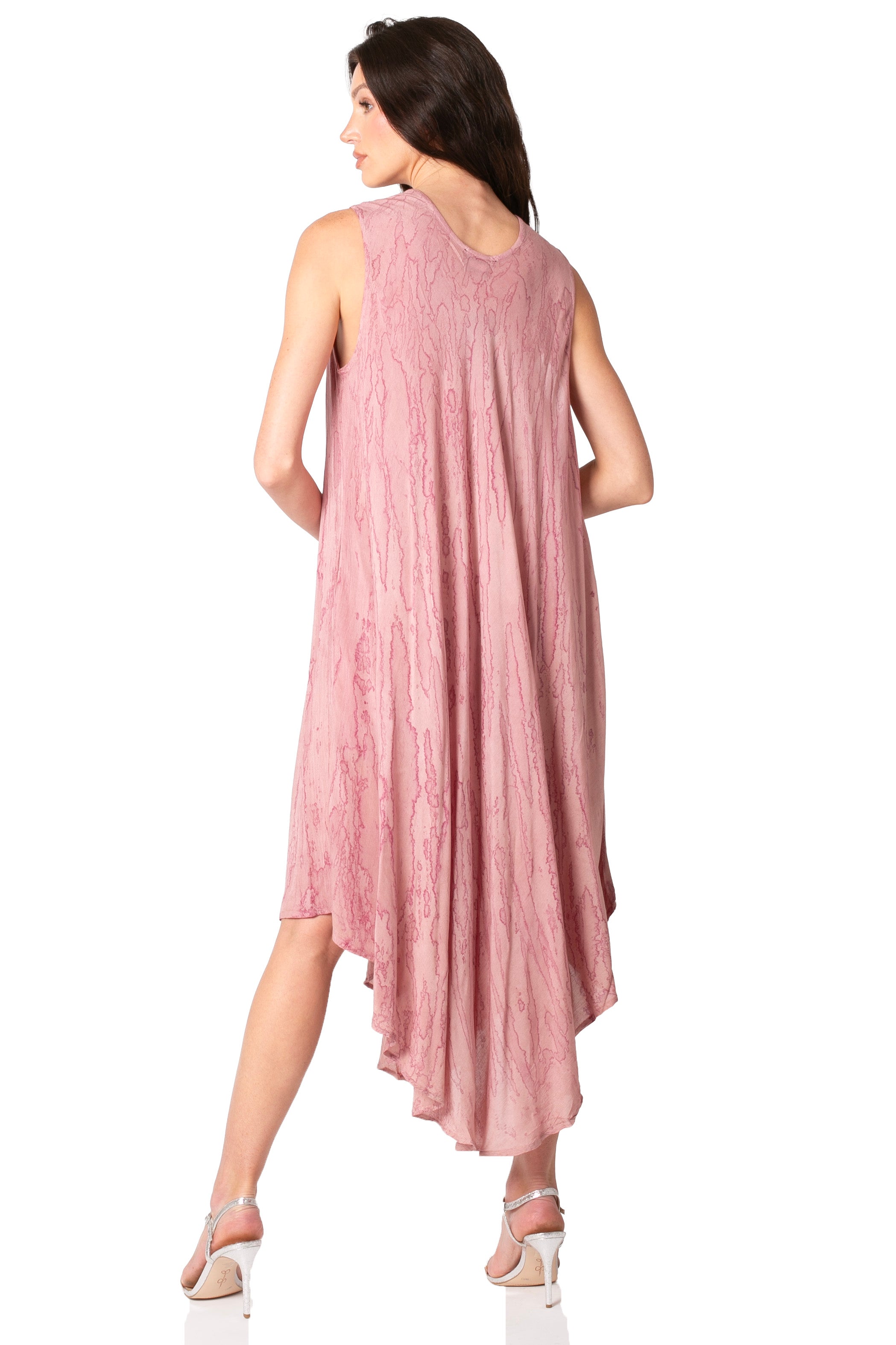 Sakkas Kara Long Draped Sleeveless Marbled Caftan Dress / Cover Up
