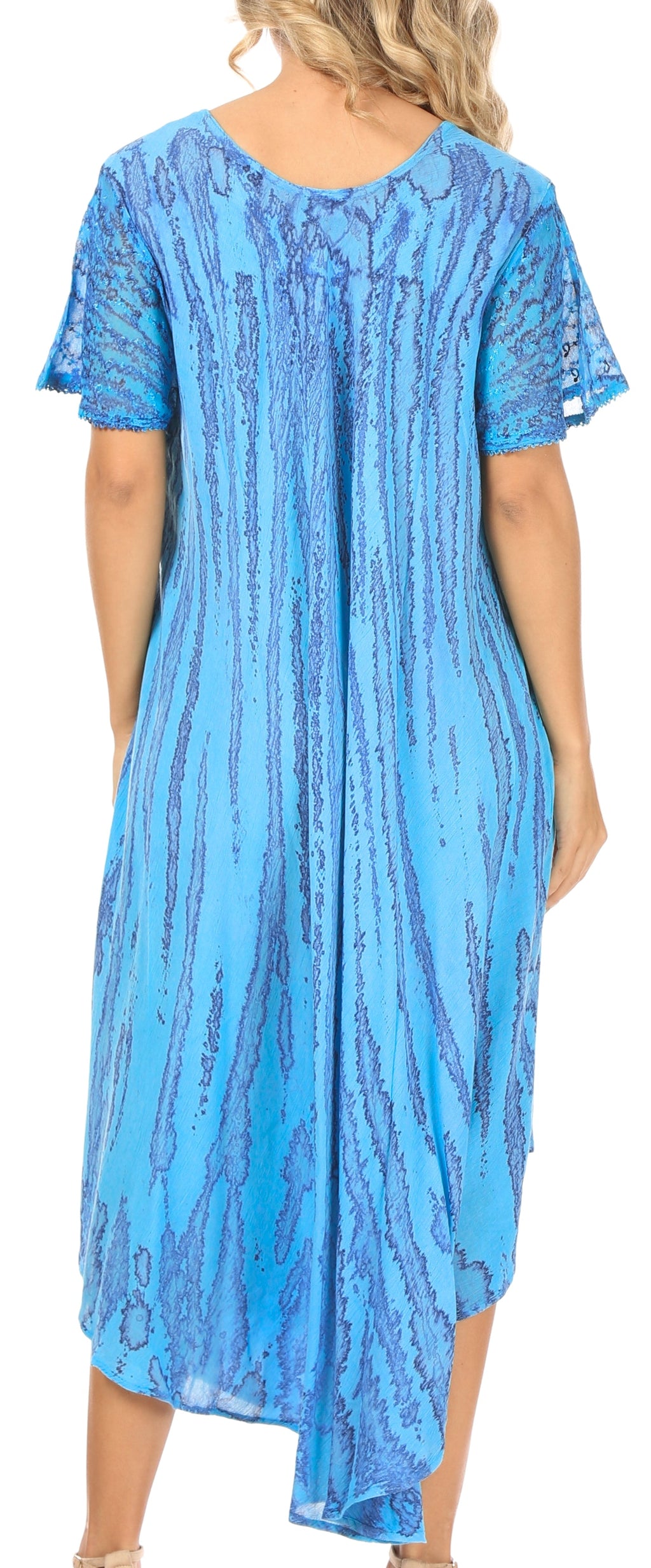 Sakkas Faye Cap Sleeved Cotton Caftan Cover Up Dress