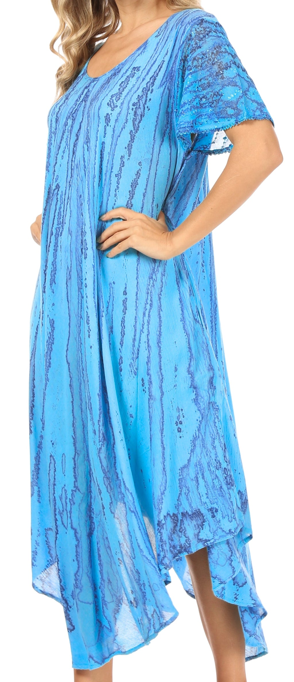 Sakkas Faye Cap Sleeved Cotton Caftan Cover Up Dress