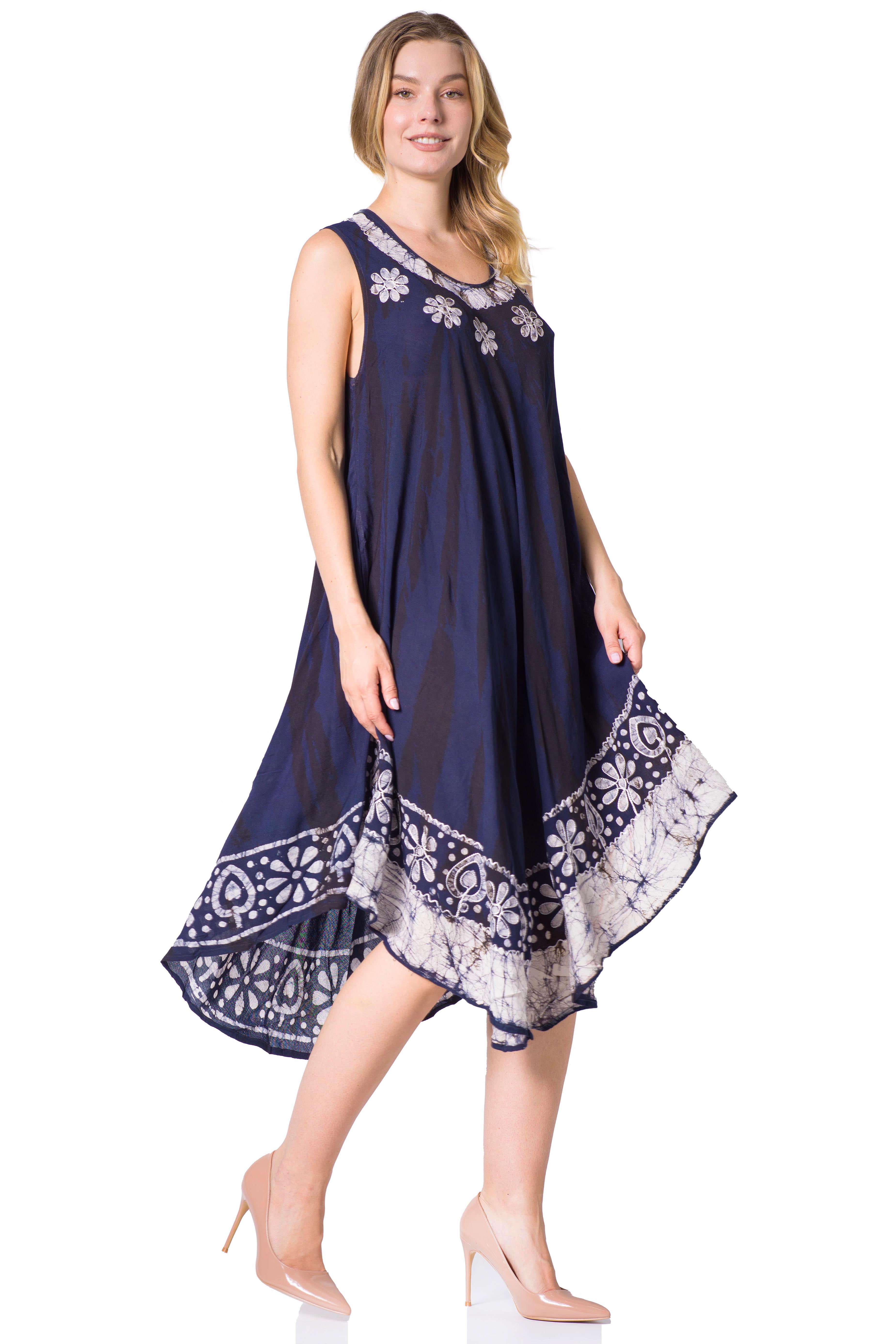 Sakkas Alexis Embroidered Long Sleeveless Floral Caftan Dress / Cover Up