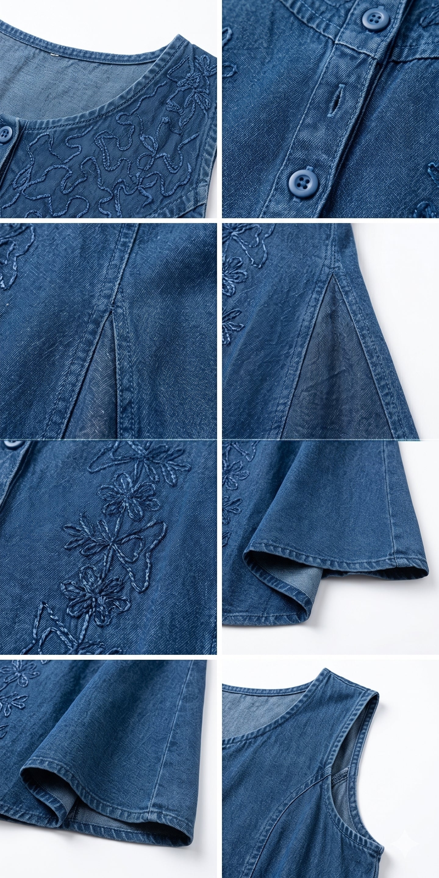 Sakkas Maya Floral Embroidered Sleeveless Button Up Rayon Dress