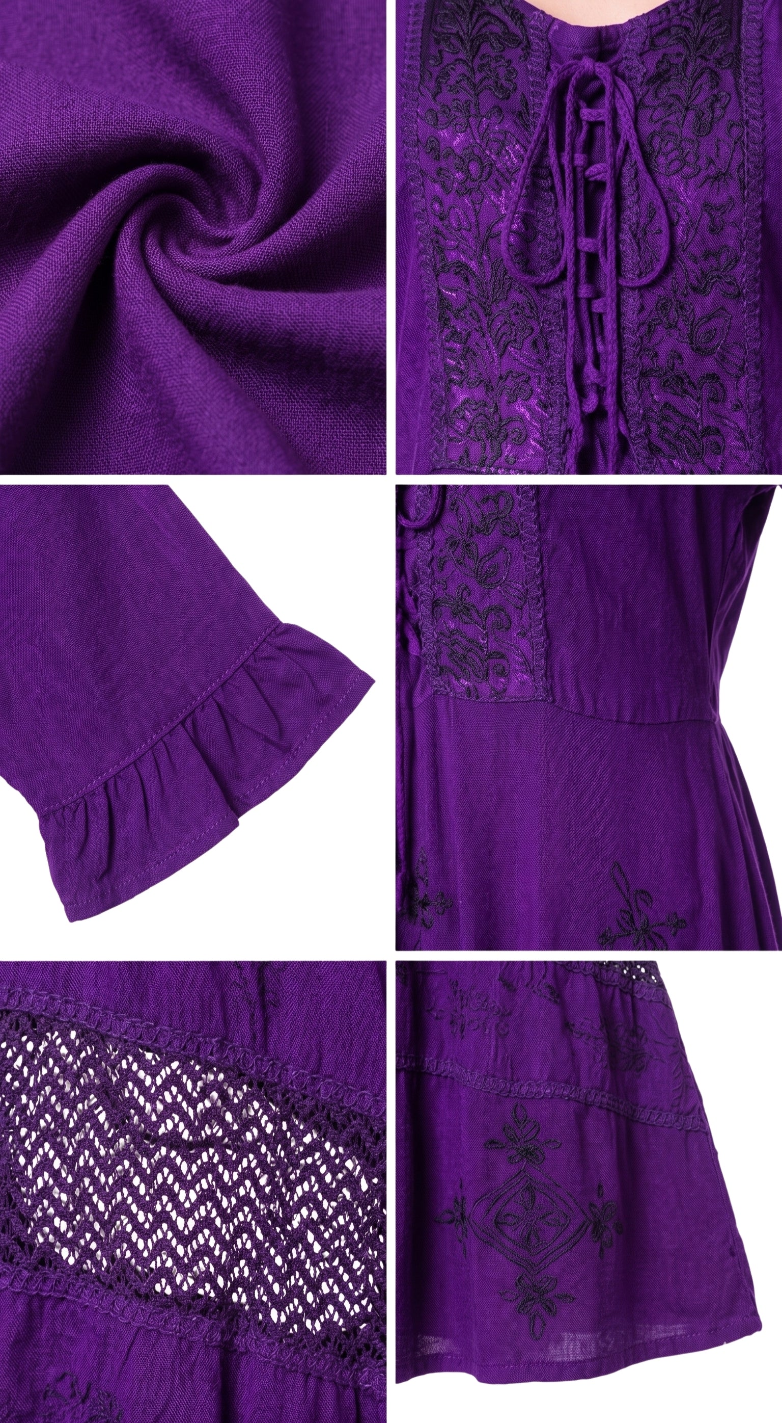 Sakkas Mirabel Stonewashed Corset Style Floral Emboridery Kimono Sleeve Dress
