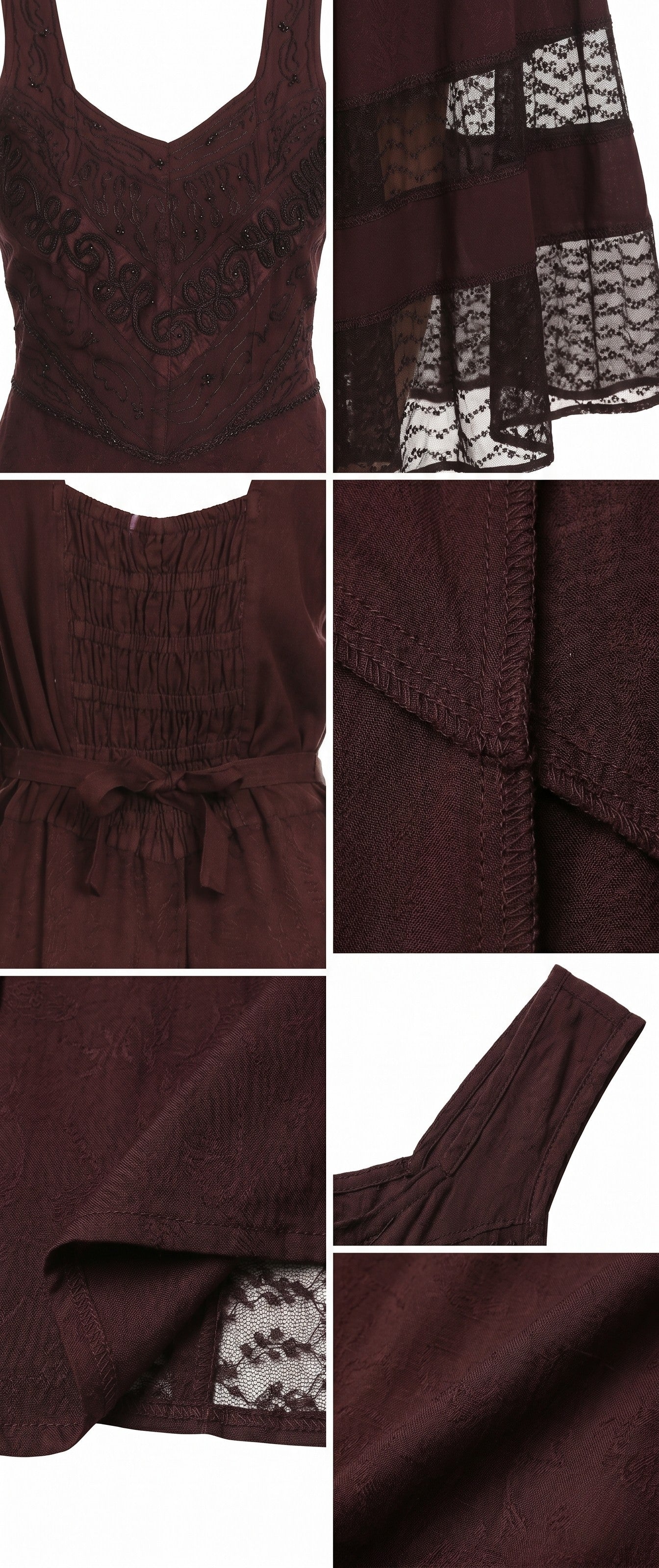 Sakkas Zendaya Stonewashed Rayon Embroidered Floral Vine Sleeveless V-neck Dress