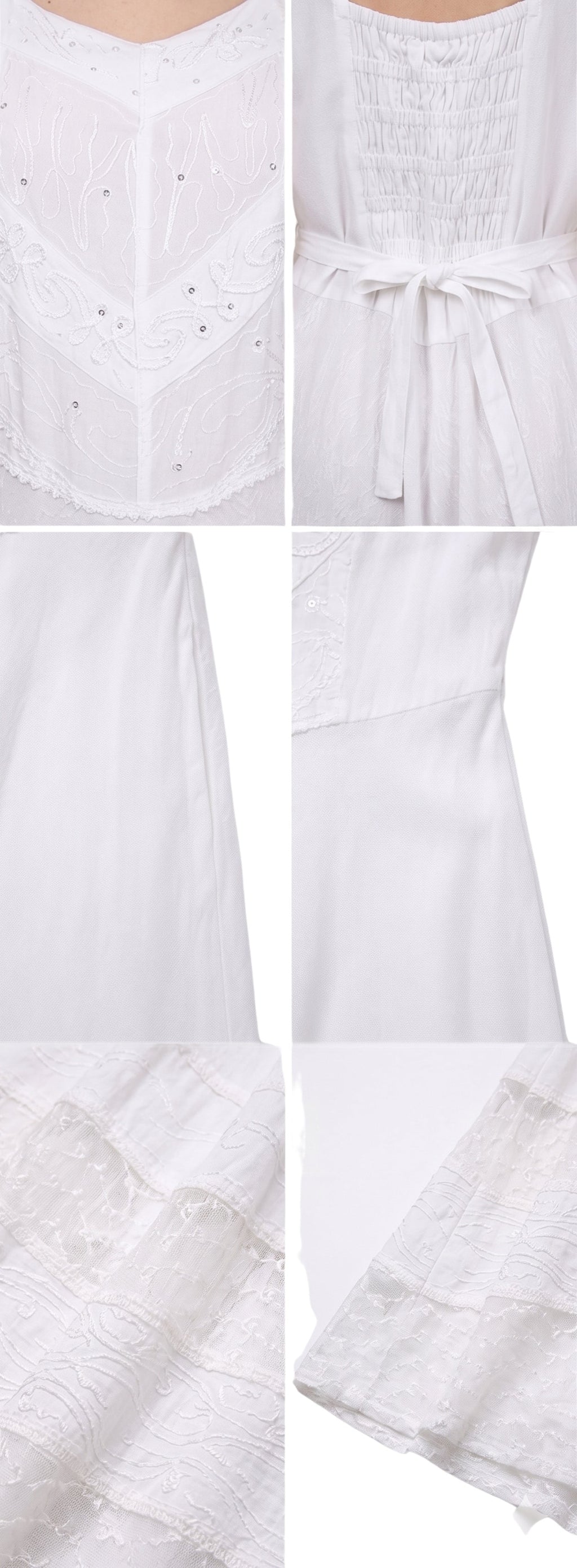 Sakkas Zendaya Stonewashed Rayon Embroidered Floral Vine Sleeveless V-neck Dress