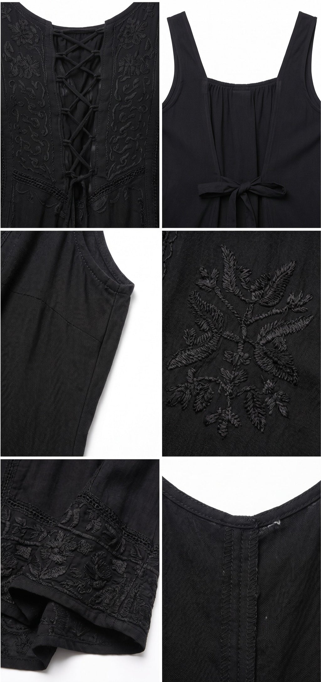 Sakkas Stella Long Tank Top Adjustable Caftan Corset Dress With Embroidery