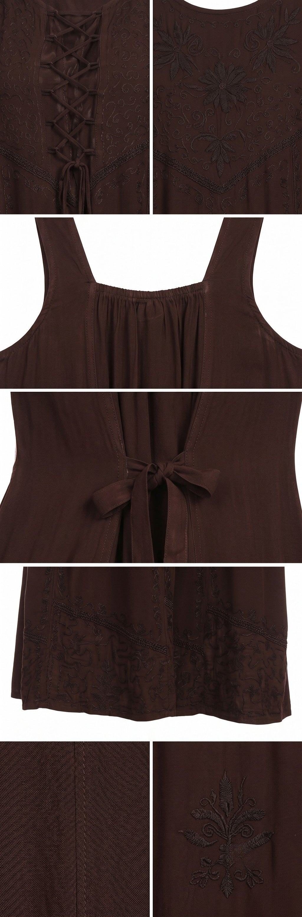 Sakkas Stella Long Tank Top Adjustable Caftan Corset Dress With Embroidery