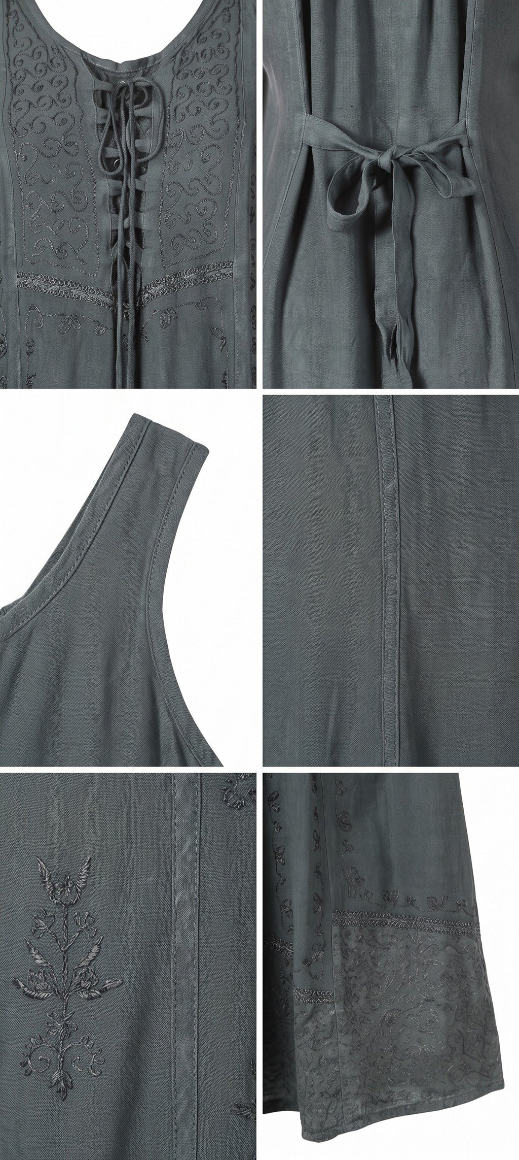 Sakkas Stella Long Tank Top Adjustable Caftan Corset Dress With Embroidery