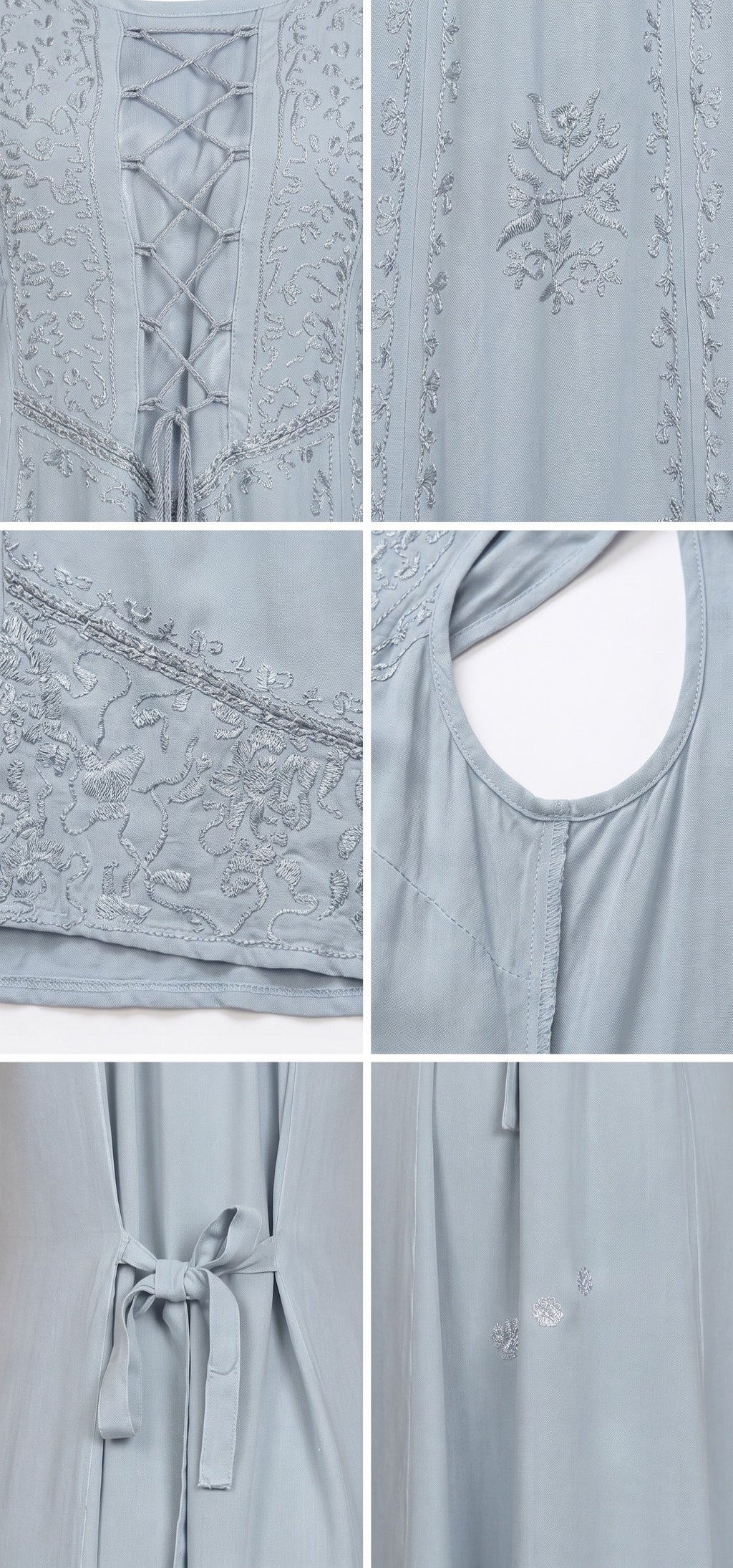 Sakkas Stella Long Tank Top Adjustable Caftan Corset Dress With Embroidery