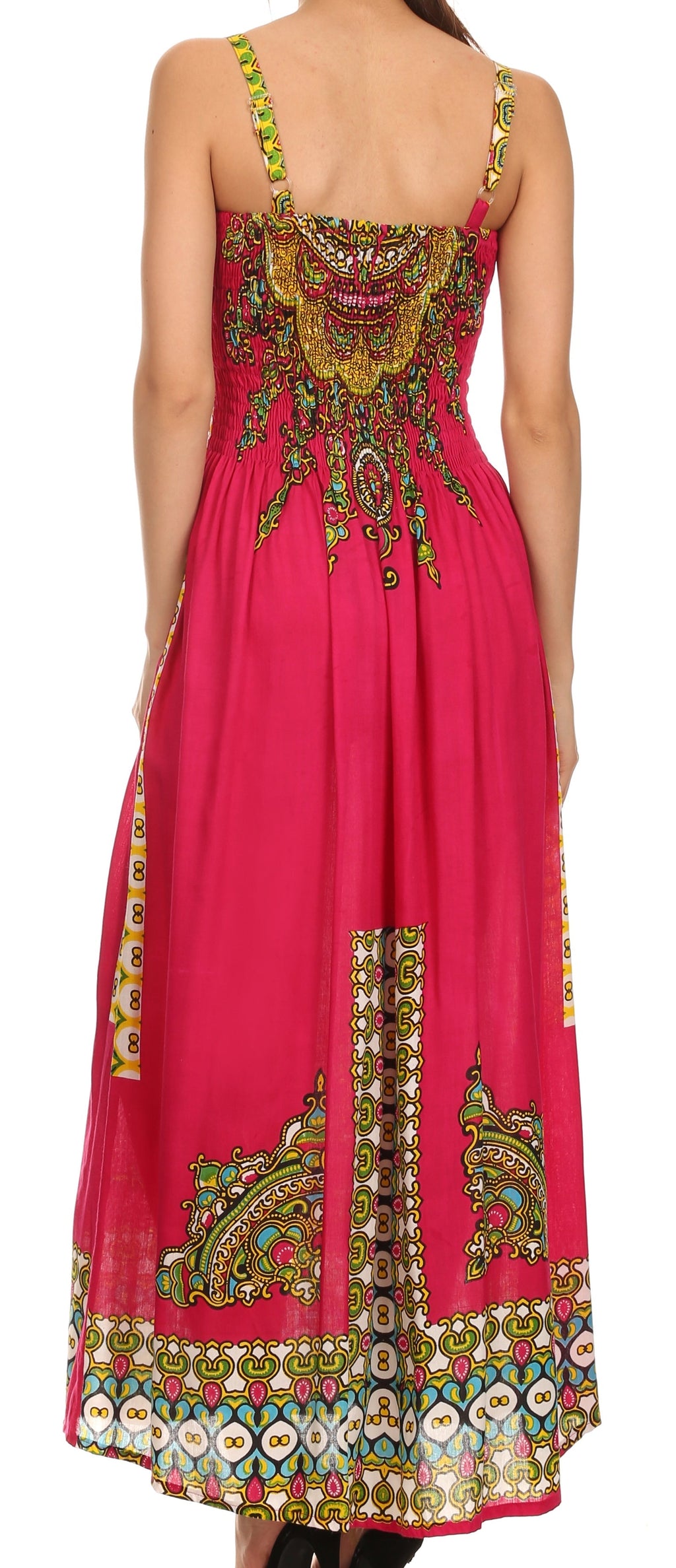 Sakkas Karla Smocked Bust Adjustable Strap Long Dress
