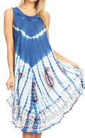 Sakkas Violeta Women's Tie Dye Paisley Caftan Midi Sleeveless Tank Dress  Cover Up