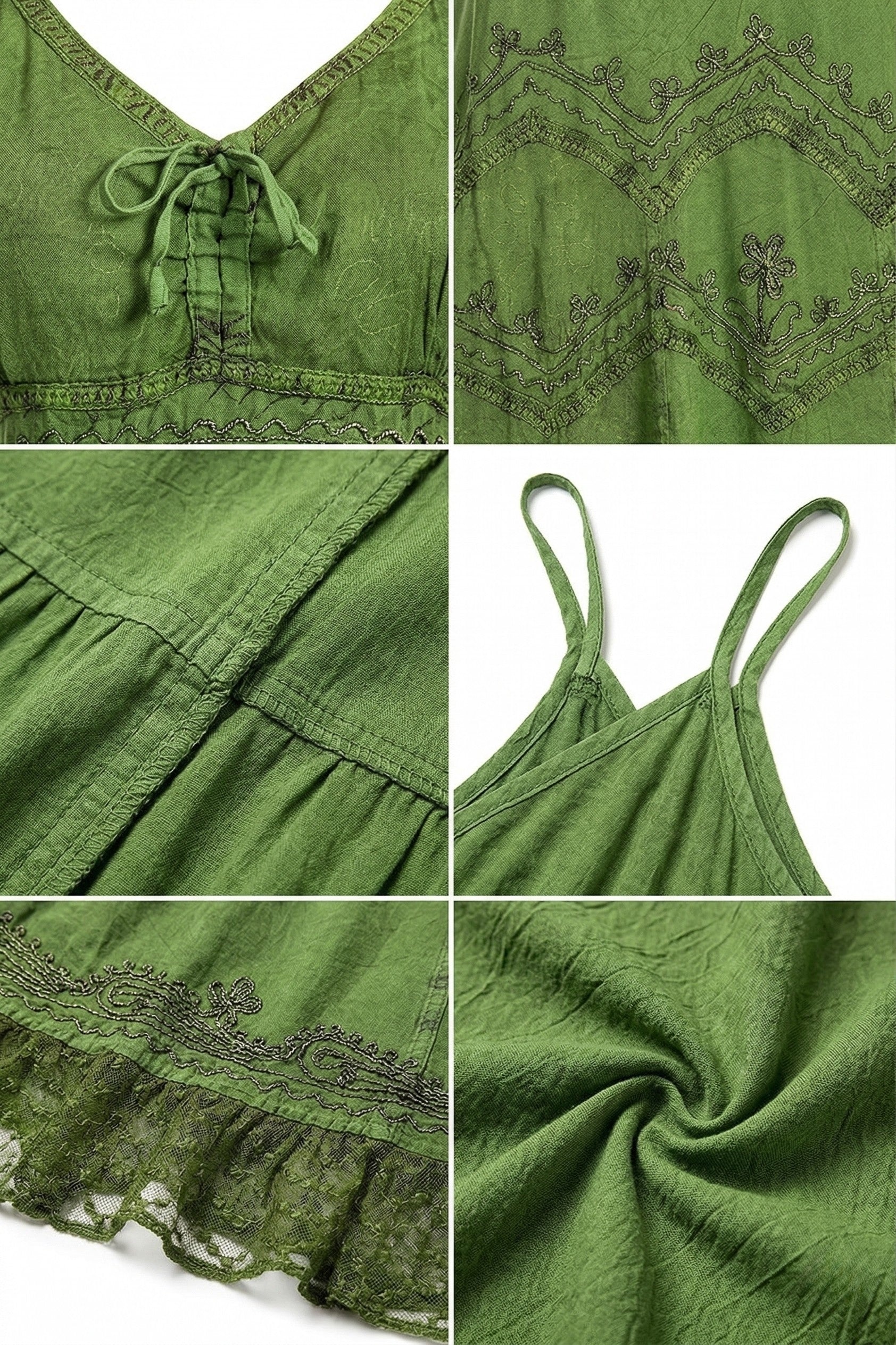 Sakkas Stonewashed Rayon Embroidered Adjustable Spaghetti Straps Long Dress