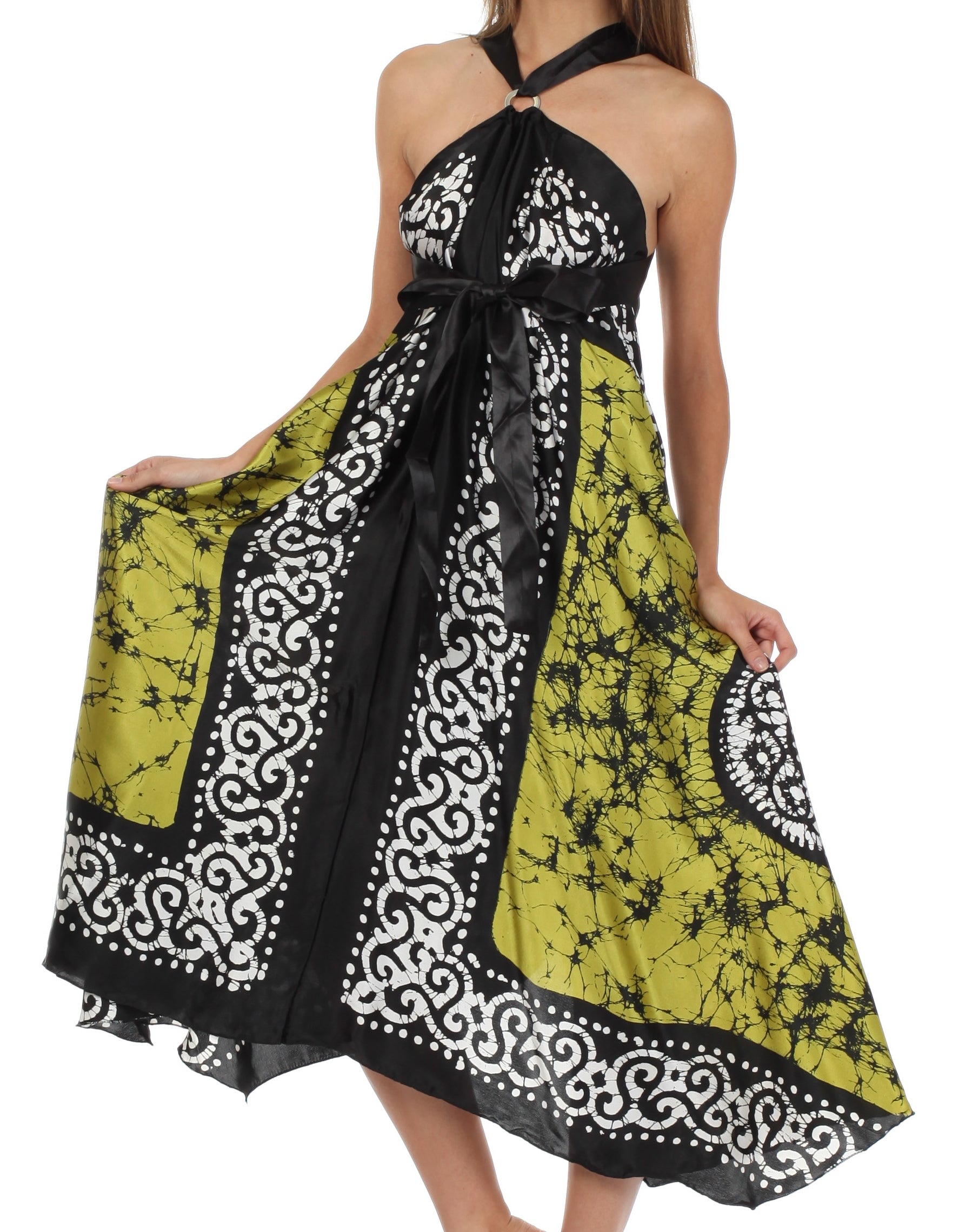 Sakkas Silky Wrap Halter Handkerchief Hem Maxi Dress