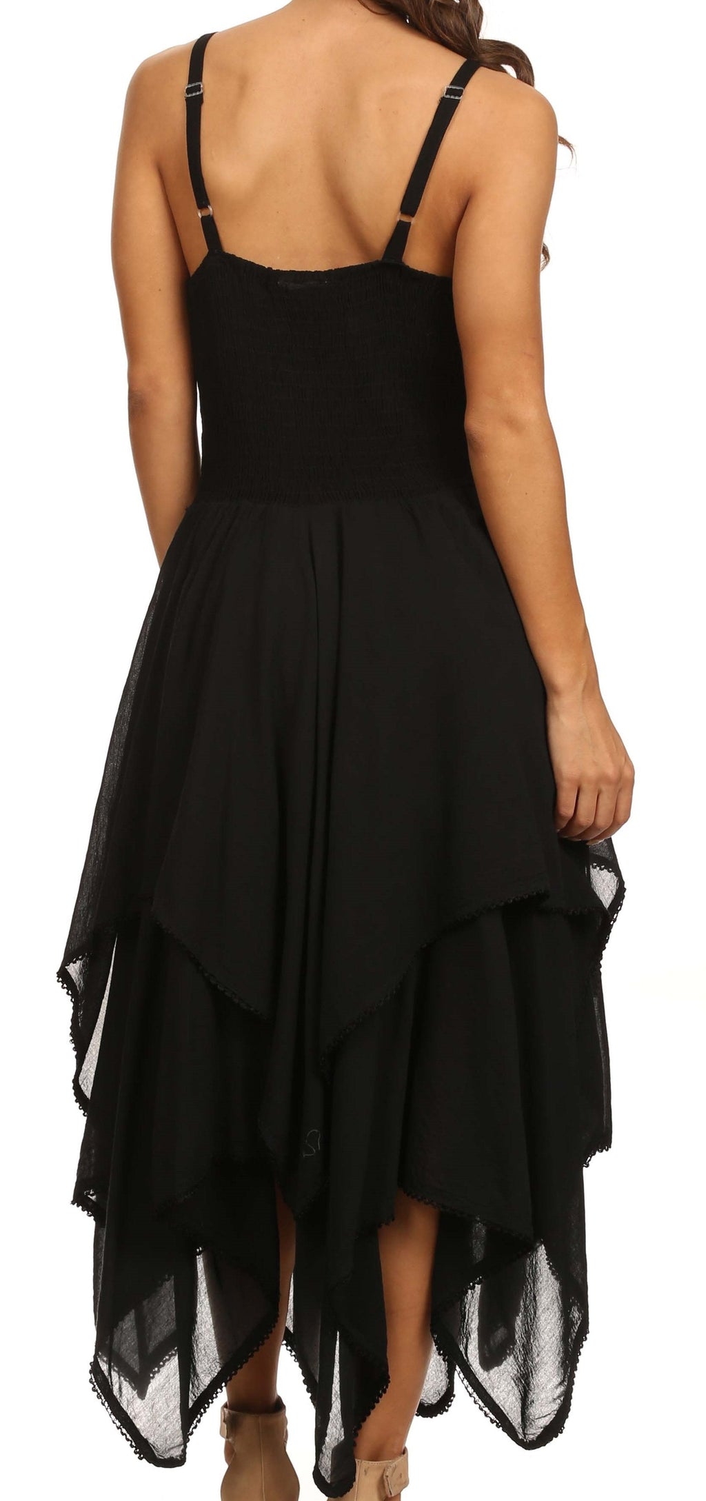 Sakkas Lady Mary Jacquard Corset Style Bodice Lightweight Handkerchief Hem Dress
