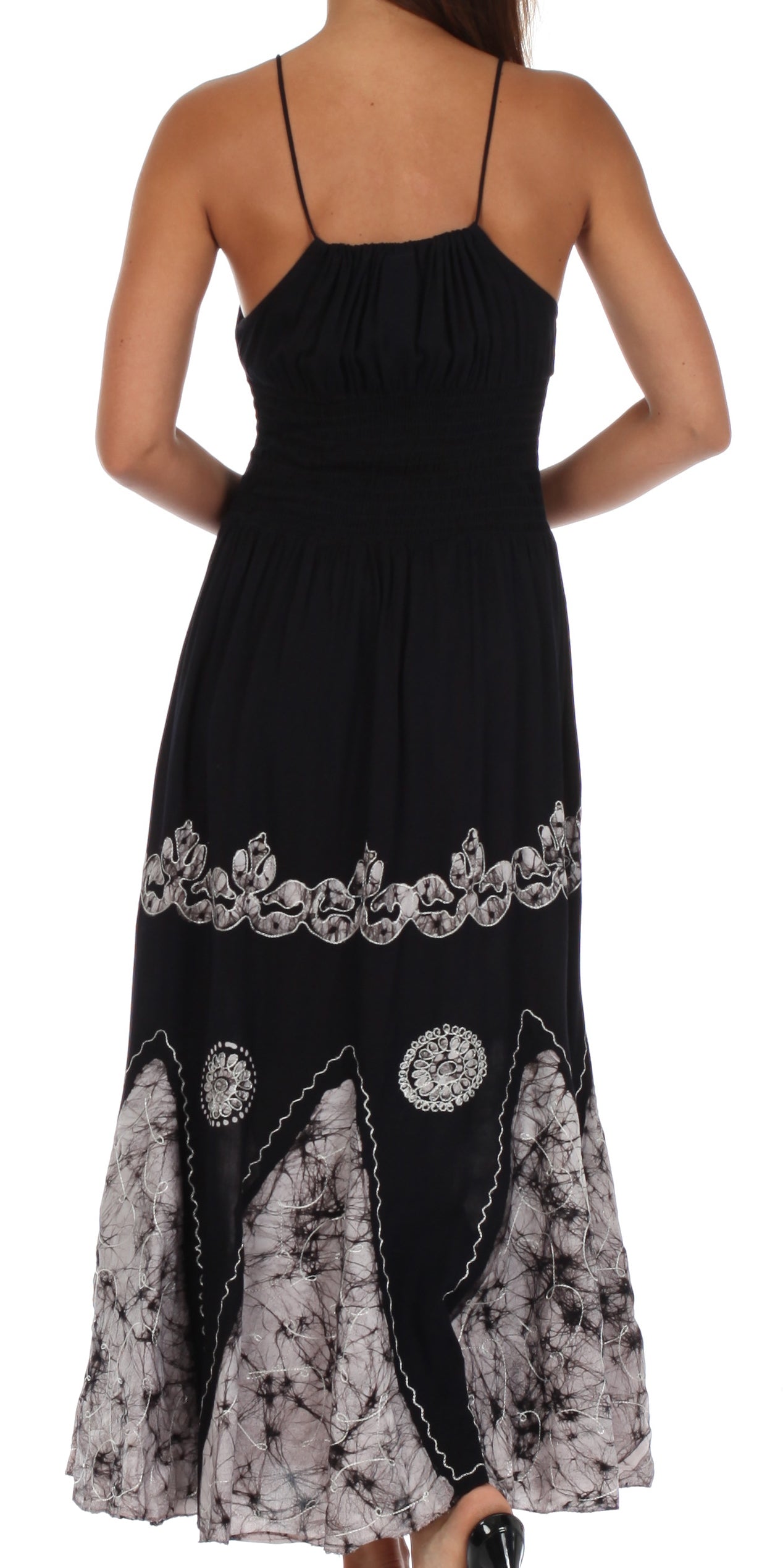 Sakkas Batik Triangle Smocked Empire Waist Dress