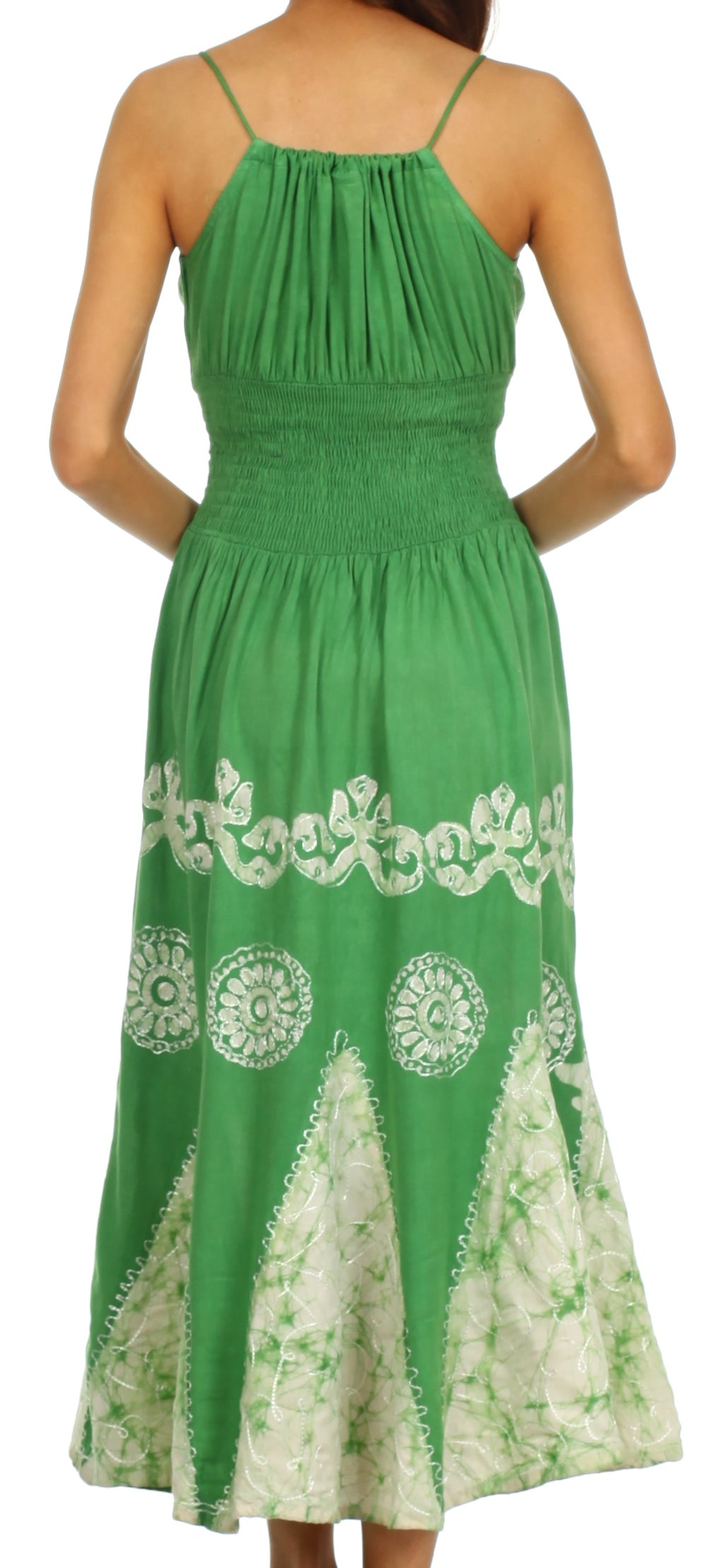 Sakkas Batik Triangle Smocked Empire Waist Dress