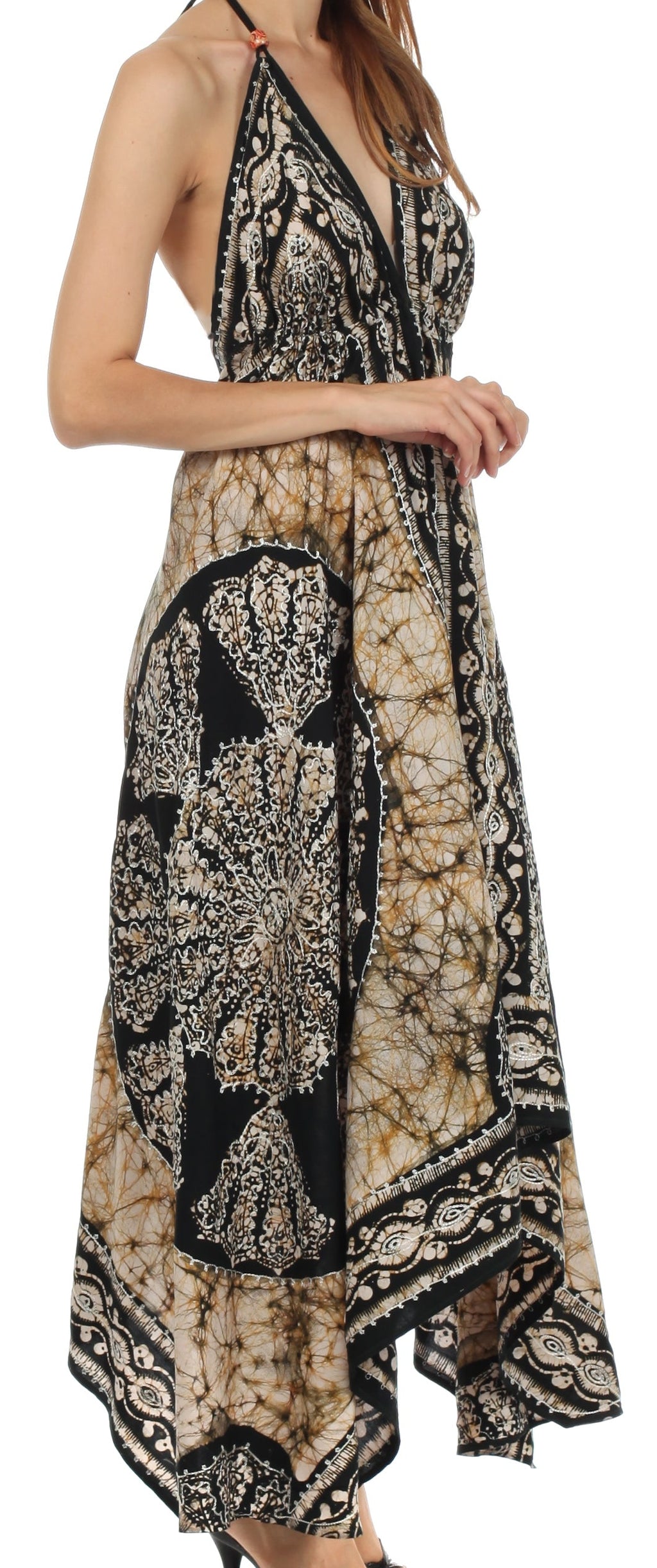 Sakkas Batik Medallion Handkerchief Hem Adjustable Dress