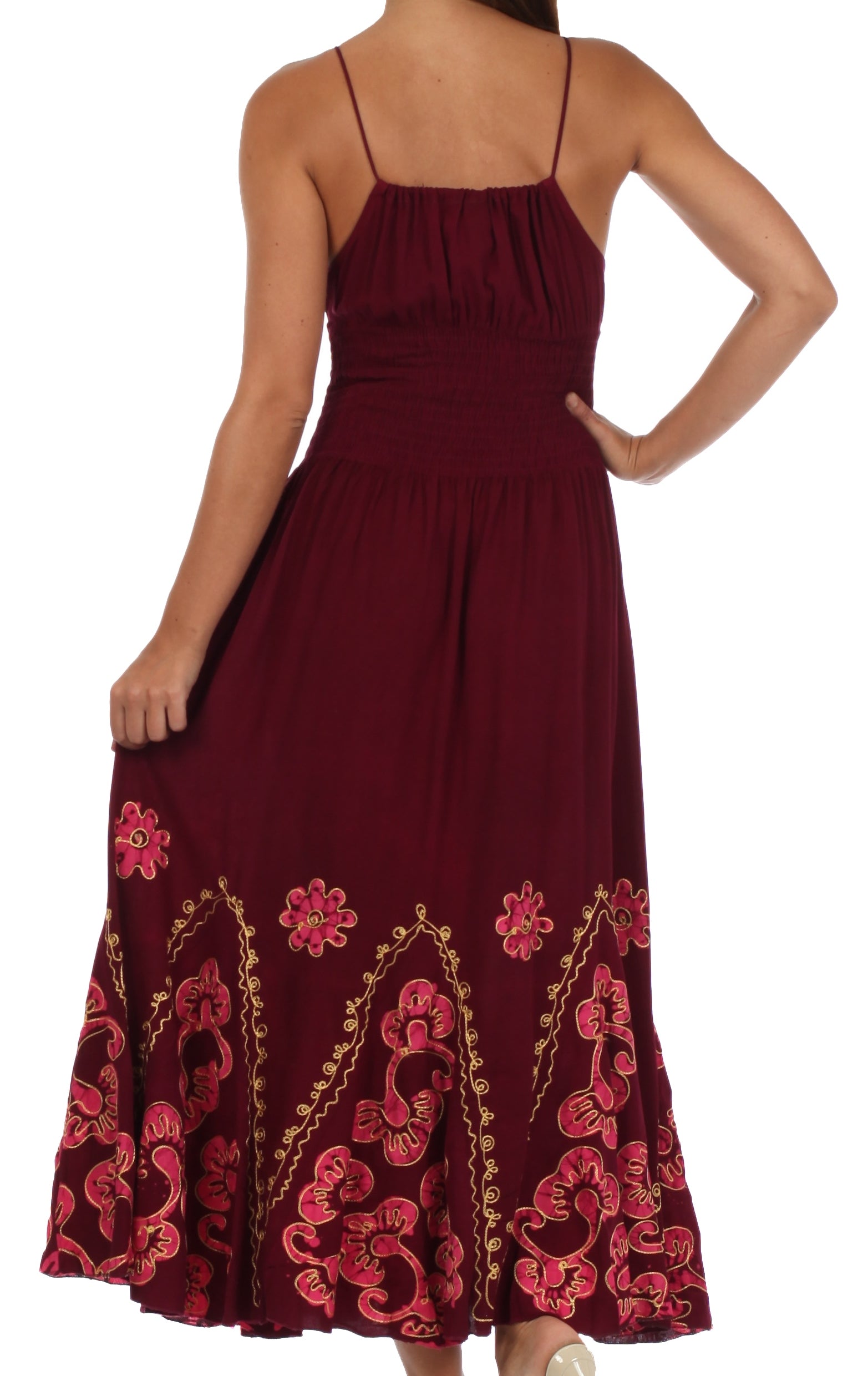 Sakkas Batik Embroidered Empire Waist Dress
