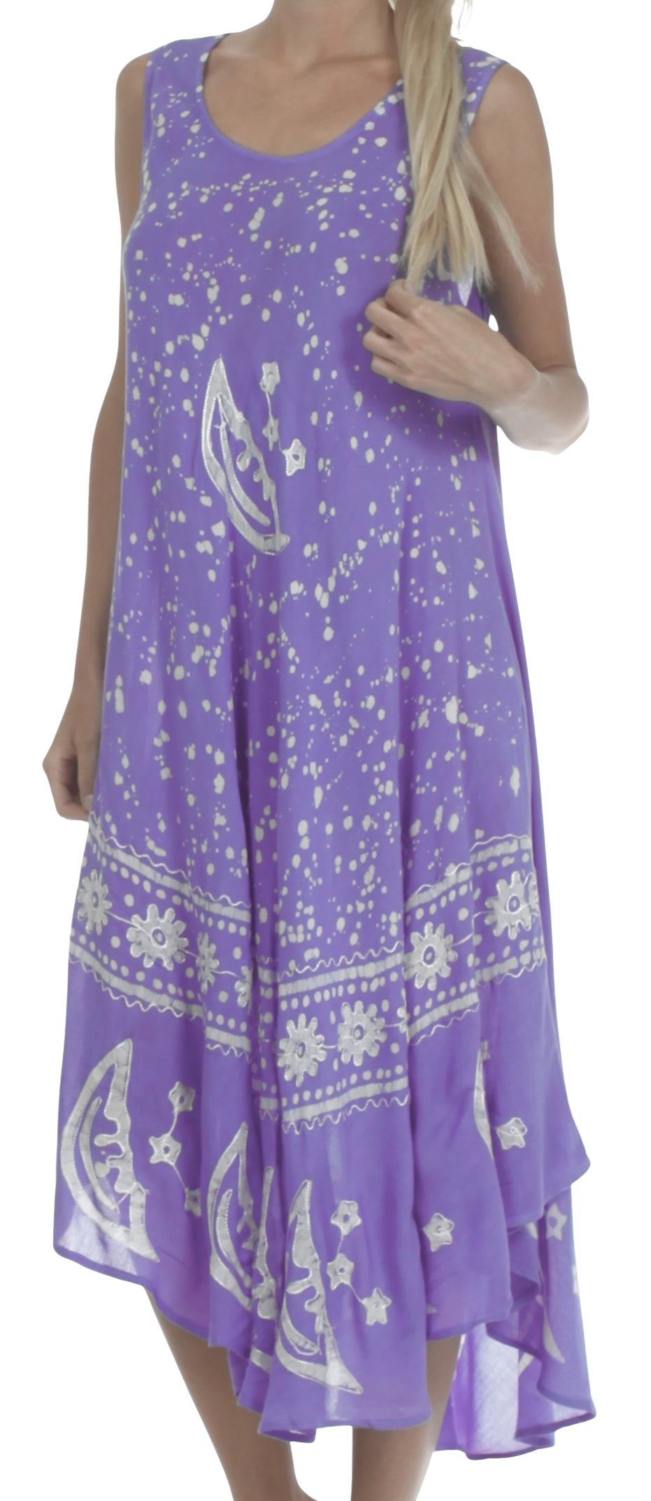Sakkas Moon and Stars Batik Caftan Tank Dress / Cover Up