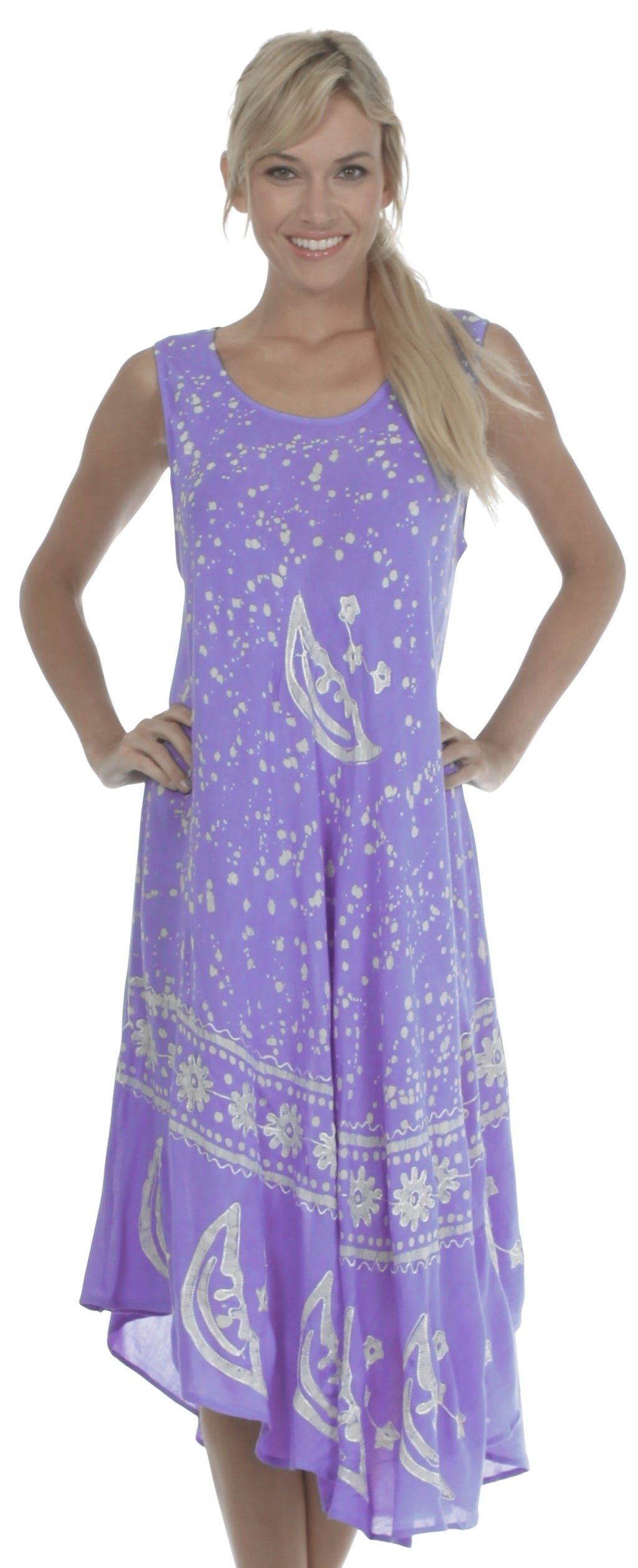 Sakkas Moon and Stars Batik Caftan Tank Dress / Cover Up