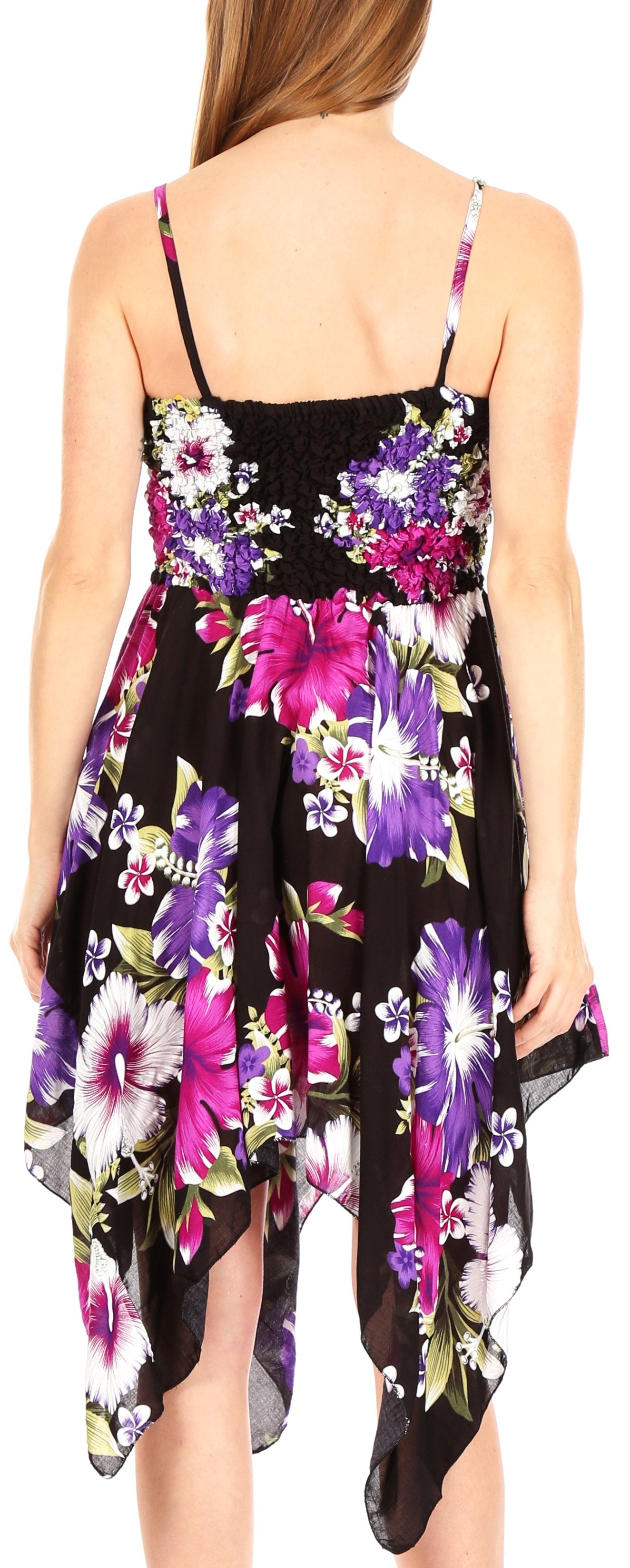 Sakkas Kiera Women's Tube Spaghetti Strap Floral Print Summer Casual Short Dress