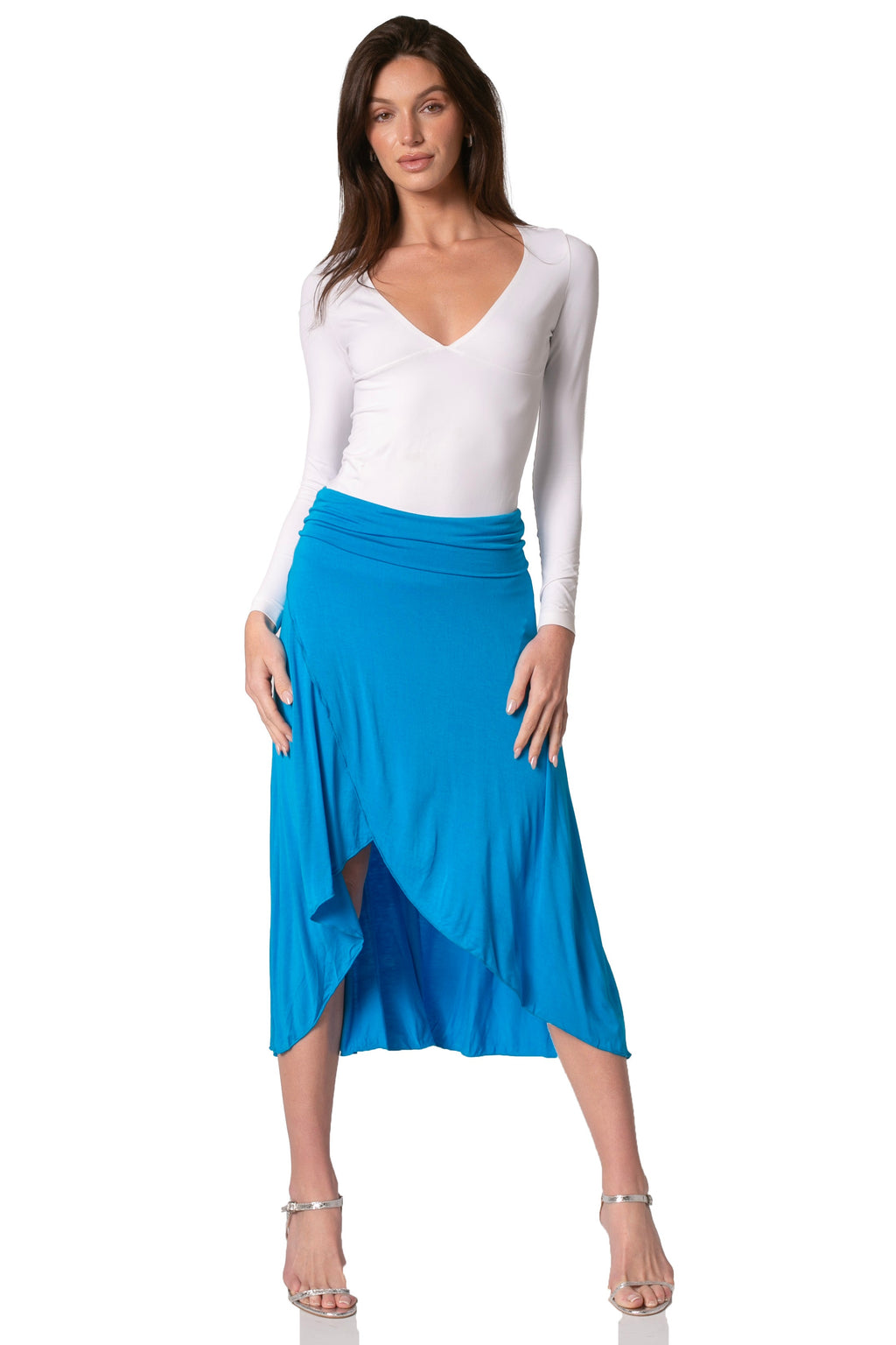 Sakkas Soft Jersey Feel Solid Color Strapless High Low Dress / Skirt