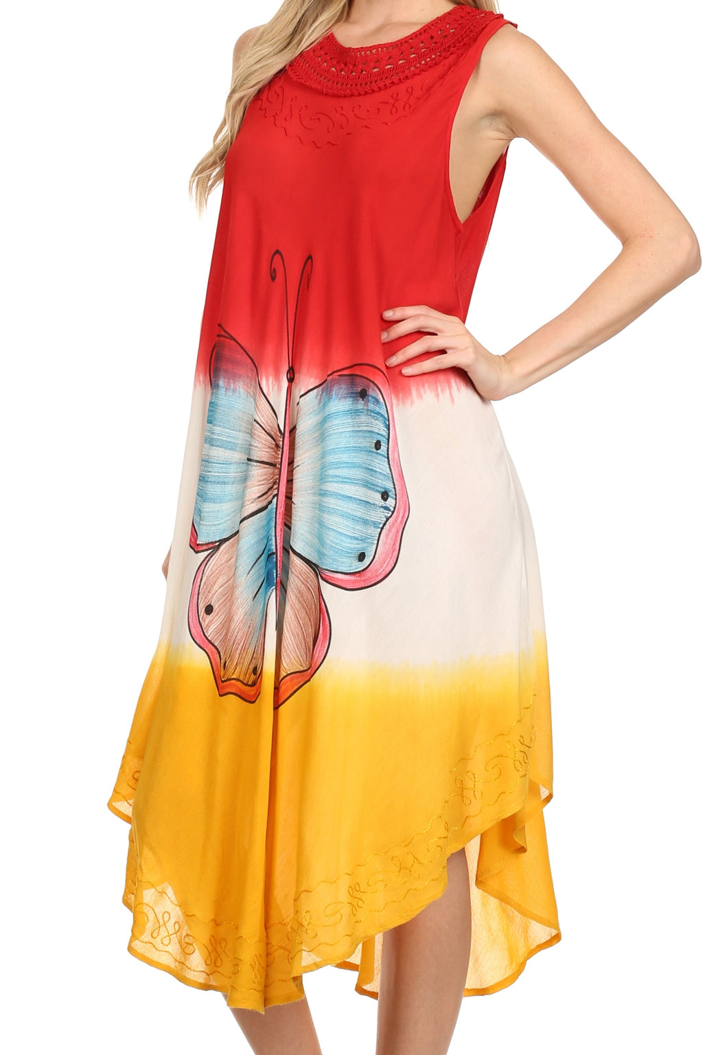 Sakkas Mia Butterfly Color Block Caftan Dress