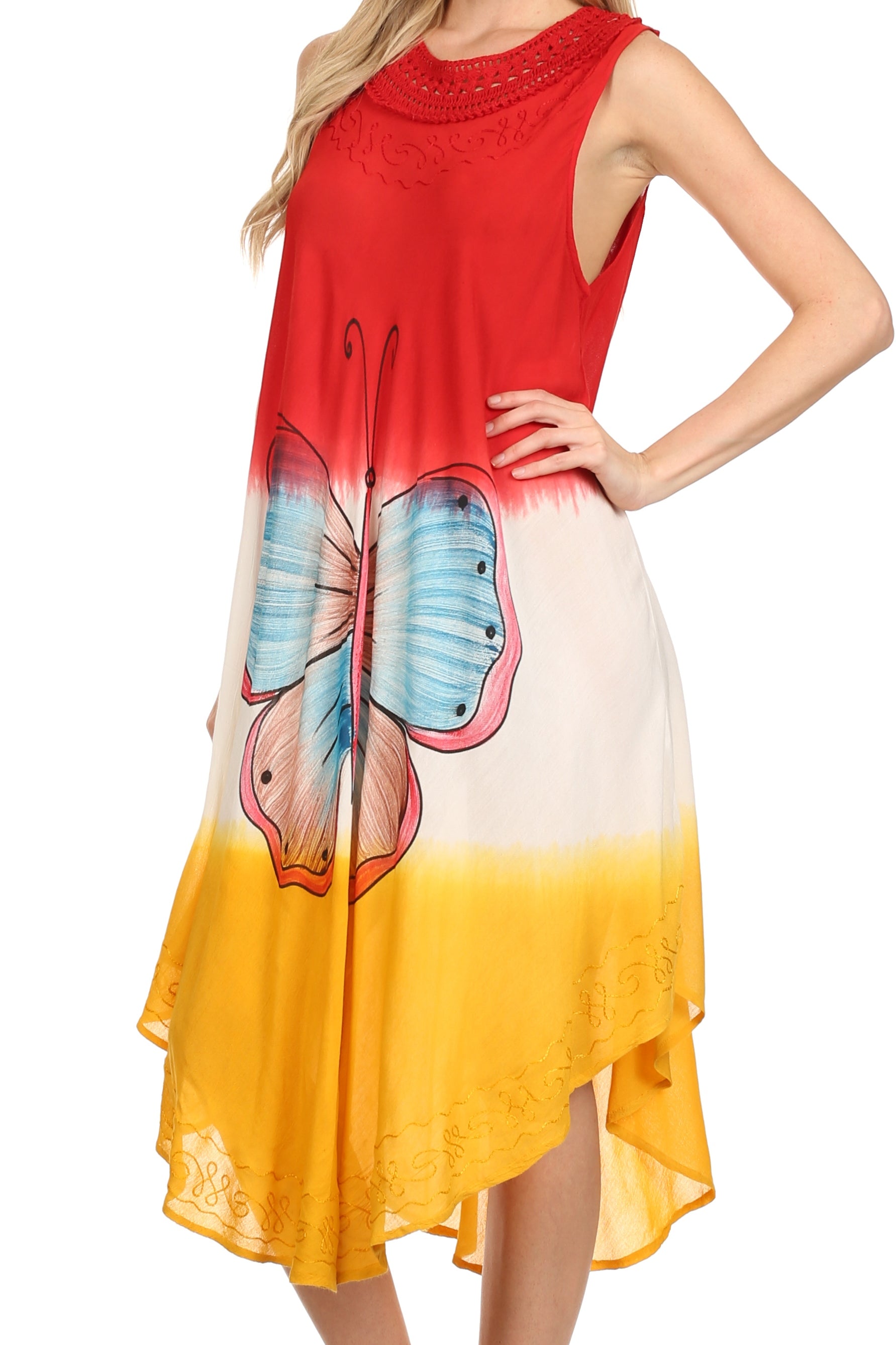 Sakkas Mia Butterfly Color Block Caftan Dress
