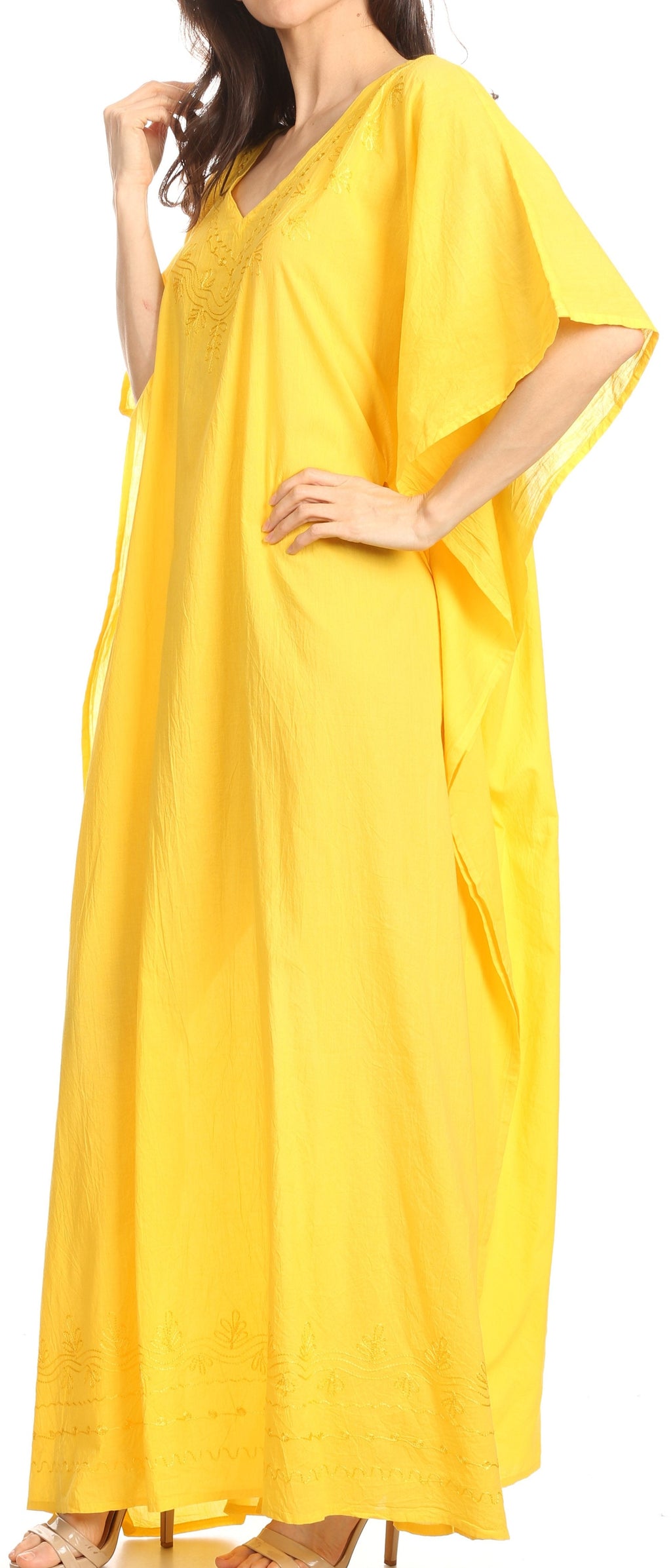 Sakkas Favi Womens Casual Long Maxi Dress Caftan Cover Up Loungewear in Rayon