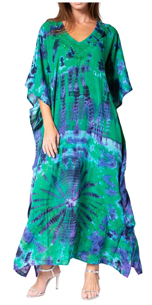Sakkas Catia Women's Boho-Style Long Maxi Caftan for Lounging and Casual Wear