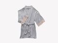 Calla Modal Kimono with Lace, Champagne / Heather Grey