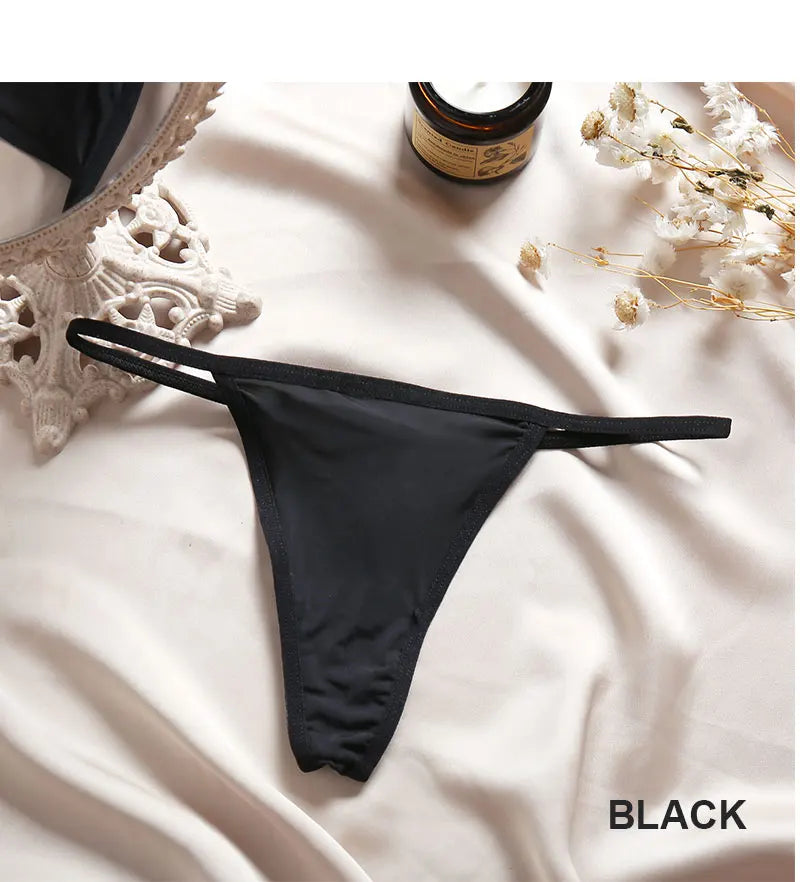 Women's Cotton Thong Sexy Thongs Women's Panties Set Solid Seamless Low Waist Underwear Female Underpants Intimates Lingerie