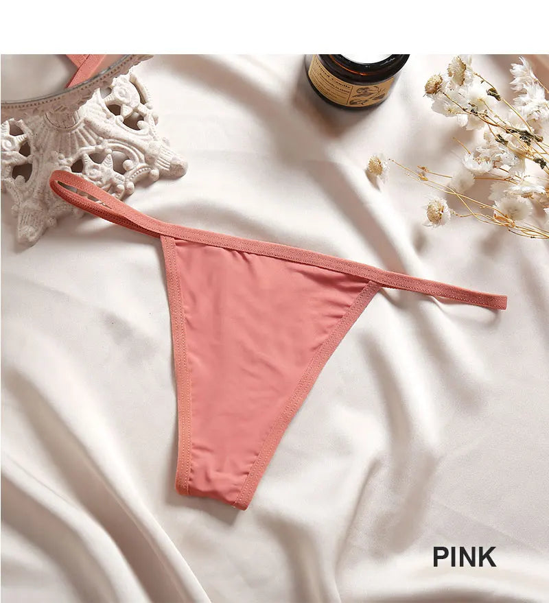 Women's Cotton Thong Sexy Thongs Women's Panties Set Solid Seamless Low Waist Underwear Female Underpants Intimates Lingerie