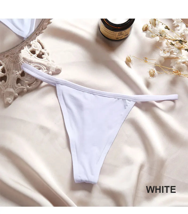 Women's Cotton Thong Sexy Thongs Women's Panties Set Solid Seamless Low Waist Underwear Female Underpants Intimates Lingerie