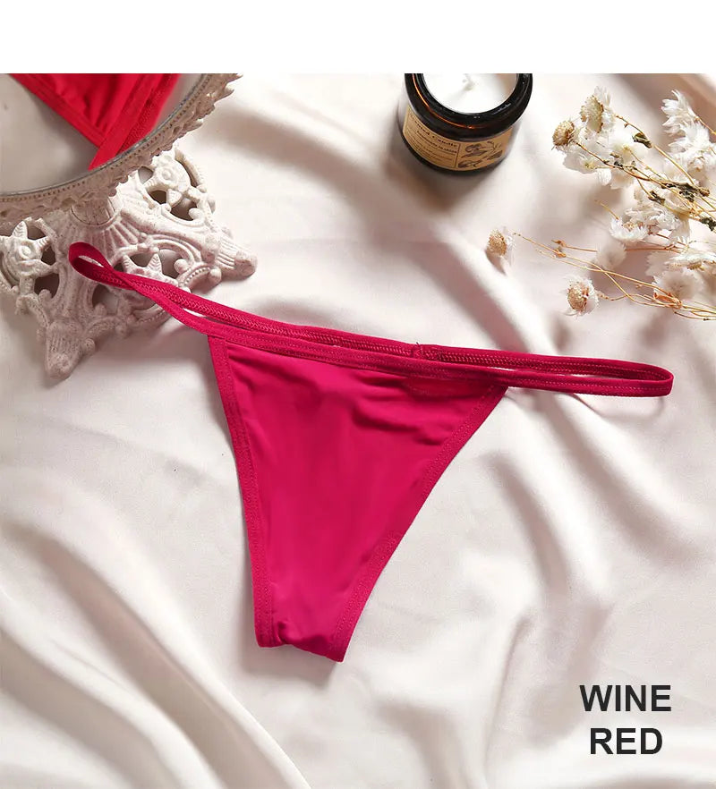 Women's Cotton Thong Sexy Thongs Women's Panties Set Solid Seamless Low Waist Underwear Female Underpants Intimates Lingerie