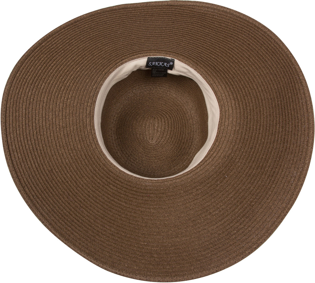 Sakkas Bella UPF 50+ 100% Paper Straw Flower Accent Wide Brim Floppy Hat