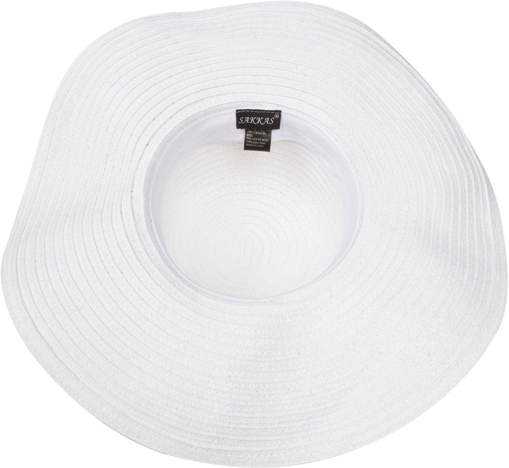 Sakkas Daisy UPF 50+ 100% Paper Straw Flower Accent Wide Brim Floppy Hat
