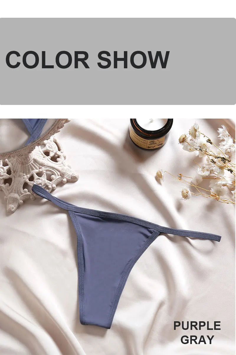 Women's Cotton Thong Sexy Thongs Women's Panties Set Solid Seamless Low Waist Underwear Female Underpants Intimates Lingerie