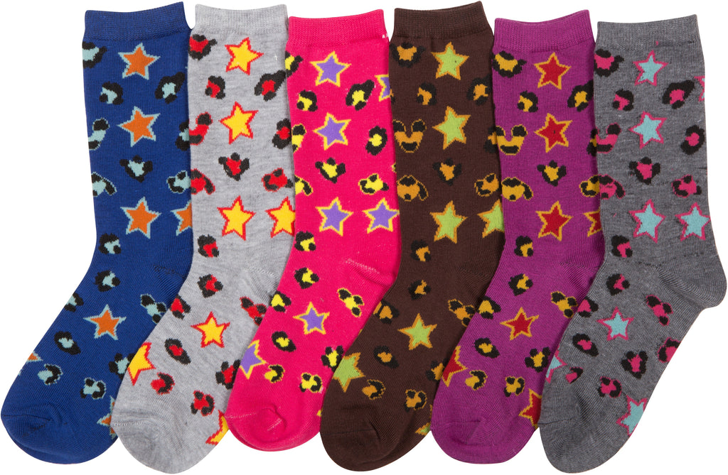 Sakkas Women's Poly Blend Soft and Stretchy Crew Pattern Socks Assorted 6-pack
